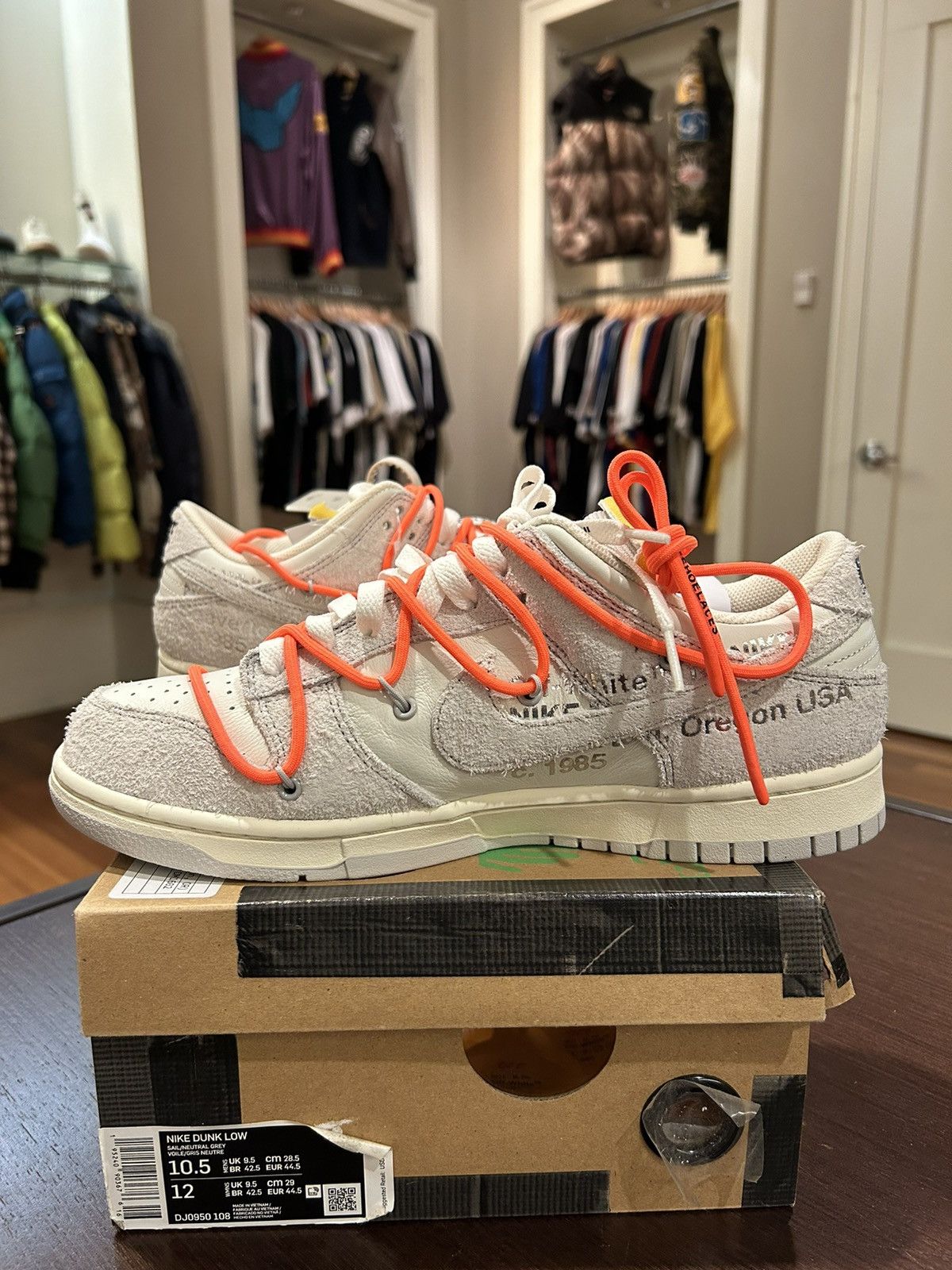 Nike × Off-White Nike Dunk Low Off-White Lot 11 Size US 10.5 / EU 43-44 - 3 Thumbnail