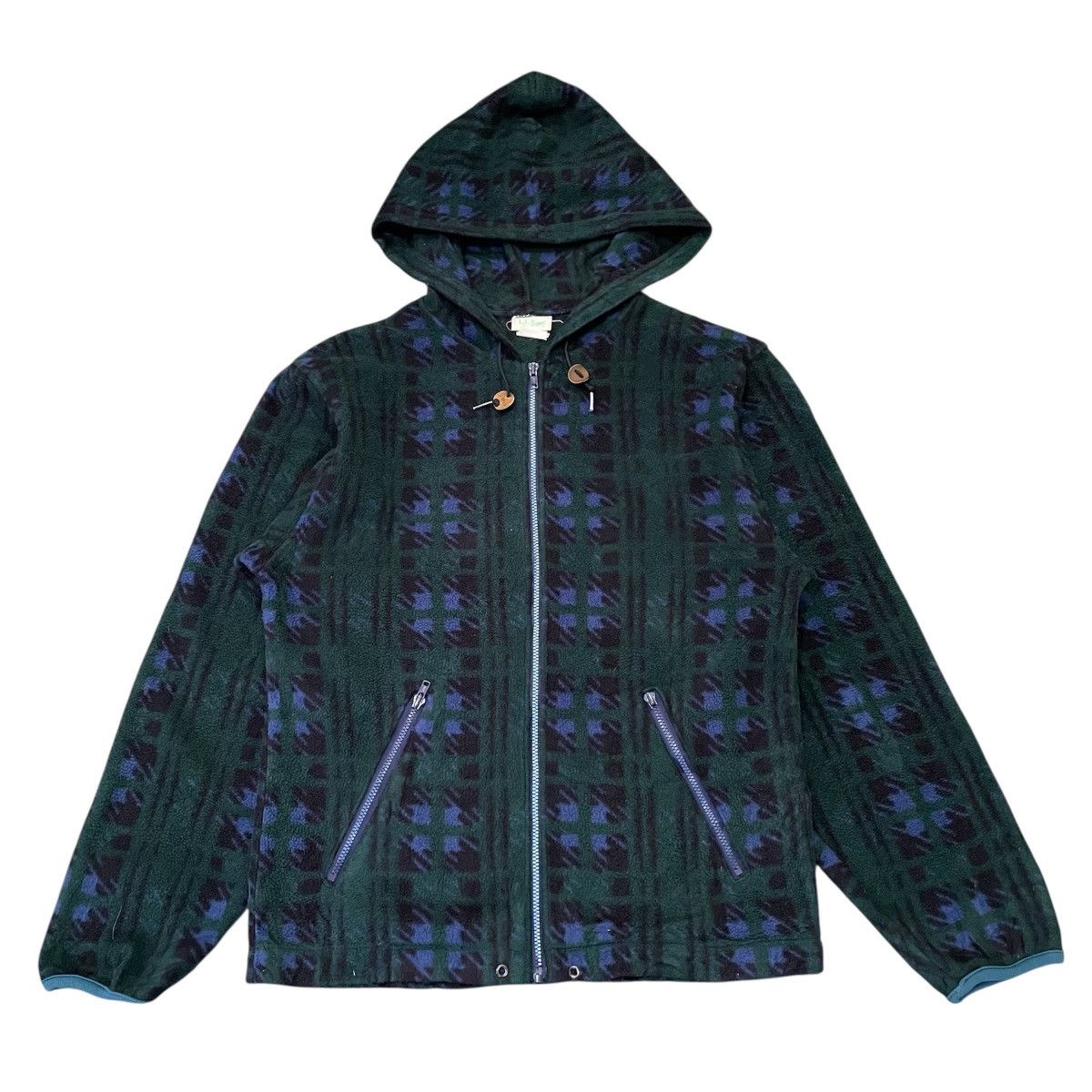 L.L. Bean Vintage 90s L.L. Bean Geometric Fleece Hoodi Size US M / EU 48-50 / 2 - 1 Thumbnail