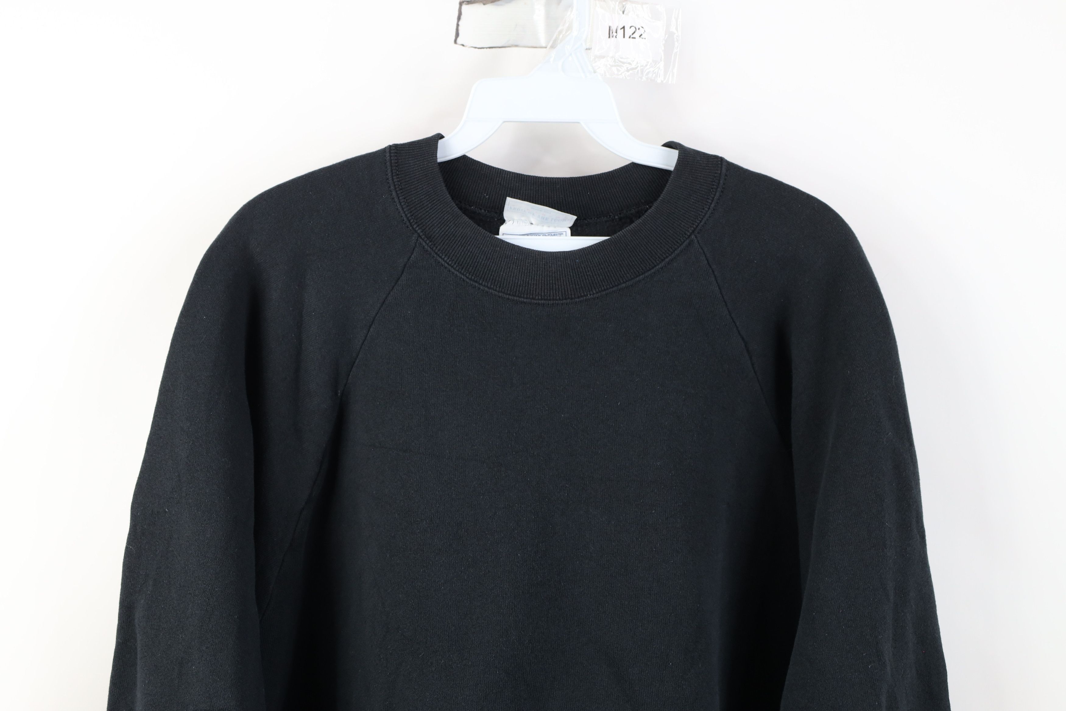 Vintage Vintage 90s Streetwear Faded Blank Crewneck Sweatshirt Black Size L / US 10 / IT 46 - 2 Thumbnail