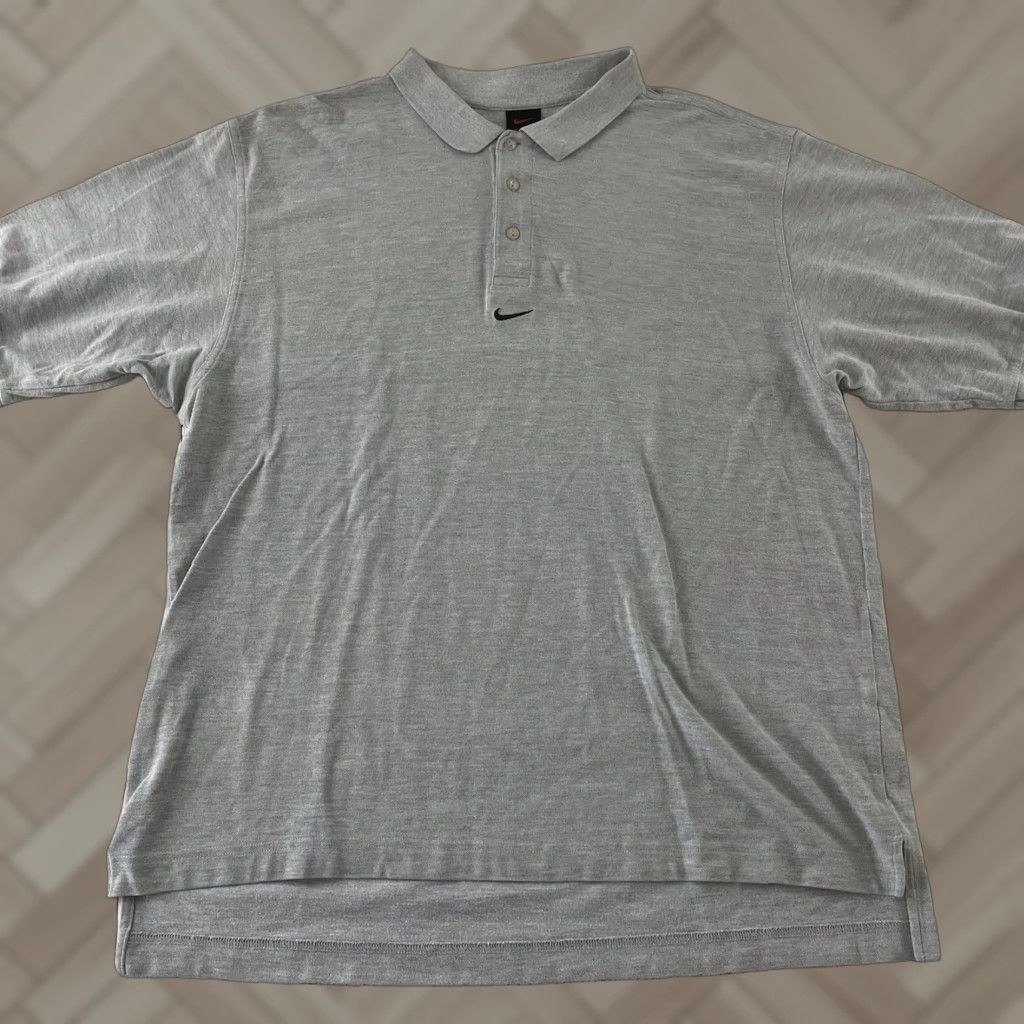 Nike VINTAGE Nike Center Check Short Sleeve Button Front Polo Shirt Mens XL Gray Size US XL / EU 56 / 4 - 1 Thumbnail