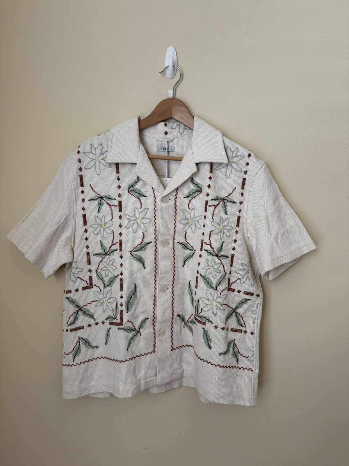 Bode Bode New Gerber Border Button Up Shirt Ecru Multi M/L Size US M / EU 48-50 / 2 - 1 Thumbnail