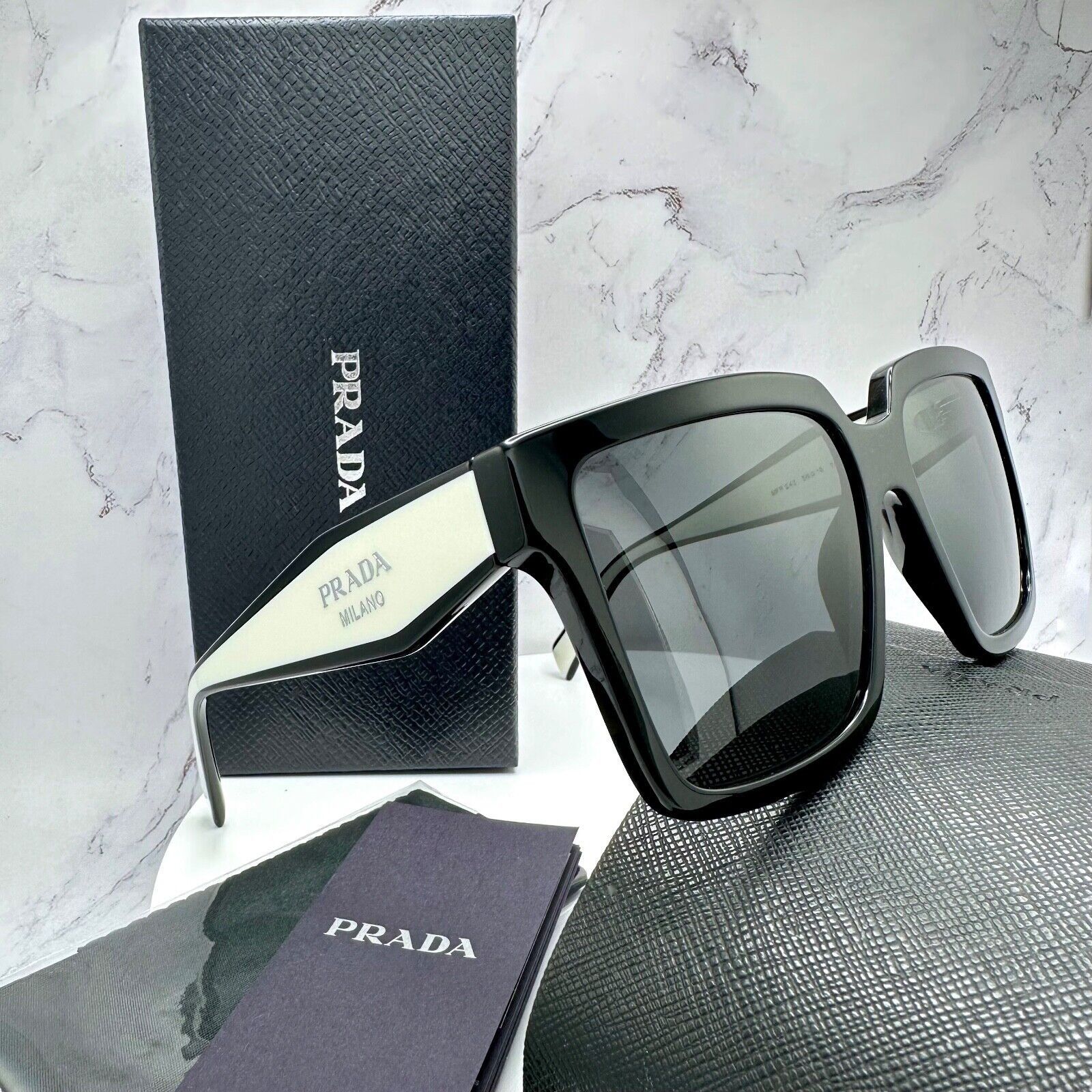 Prada New Prada Sunglasses Black White Symbole Logo Authentic Size ONE SIZE - 20 Thumbnail