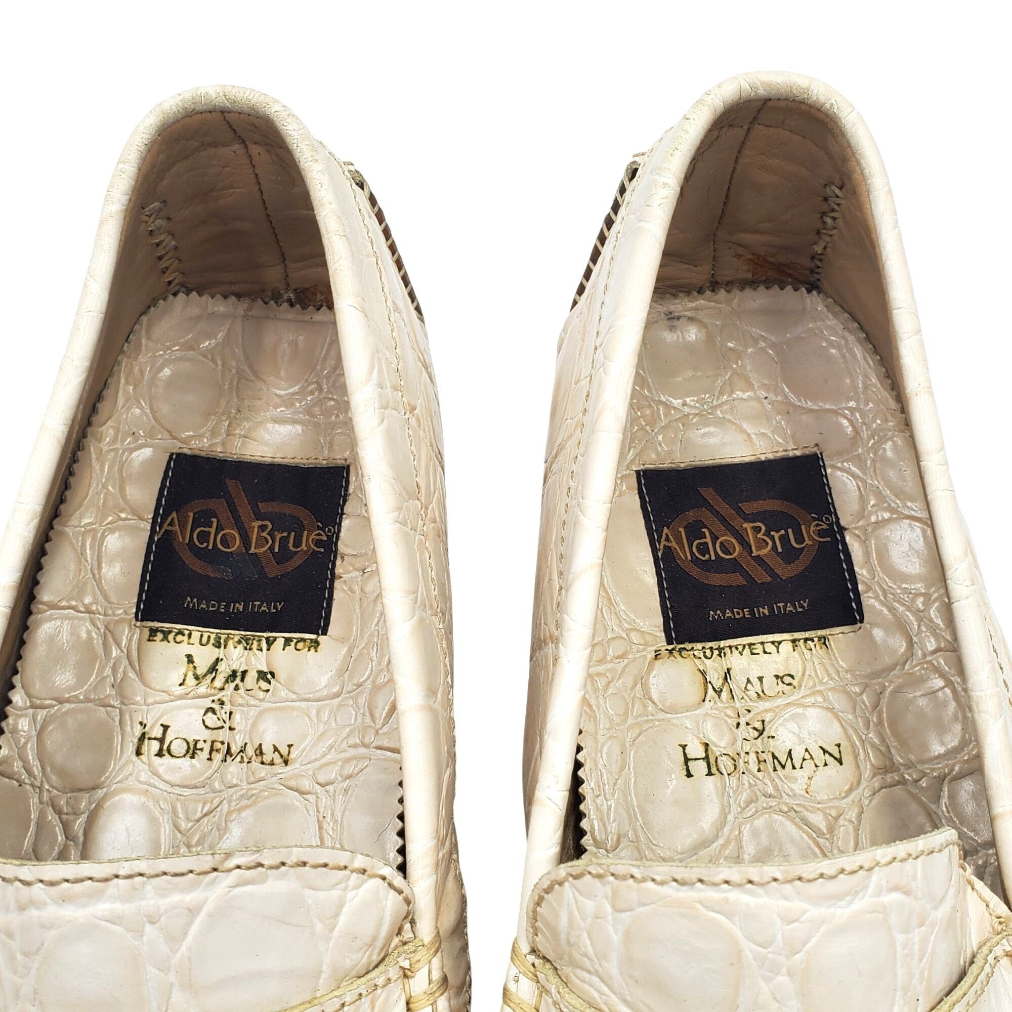 Aldo Brue Aldo Brue Men size 11 Beige Crocodile Embossed Leather Drivi Size US 11 / EU 44 - 8 Thumbnail
