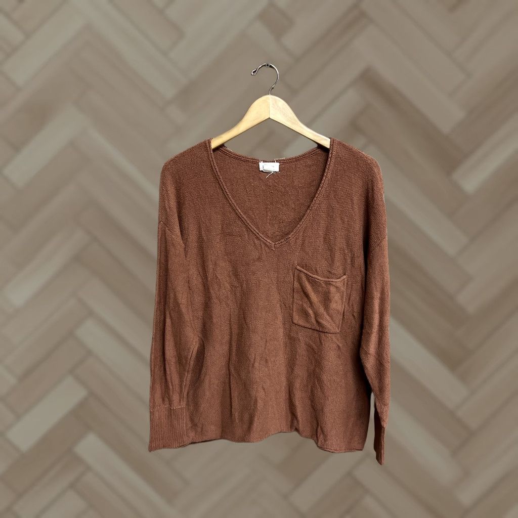 Vintage UpWest Resort and Mercantile Womens V-Neck Knit Sweater Medium Shirt Pullover Long Sleeve Brown XS? Size M / US 6-8 / IT 42-44 - 1 Thumbnail