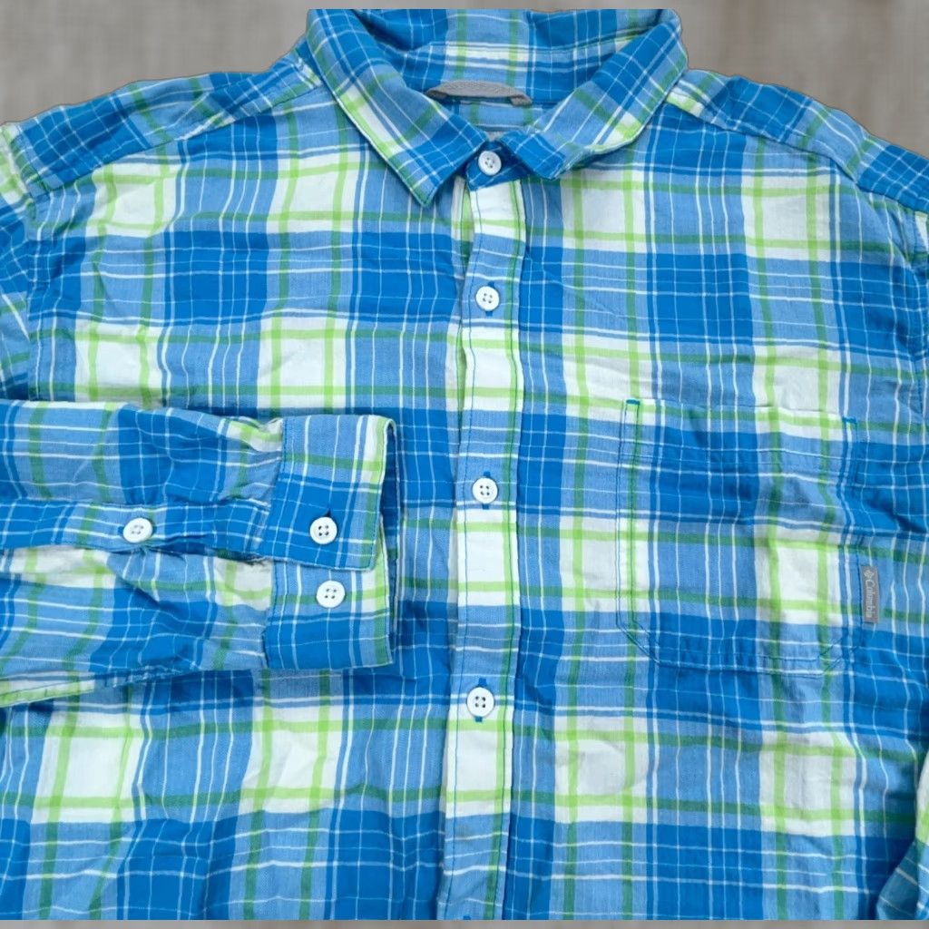 Vintage COLUMBIA Shirt Men XL Blue Green Plaid Flannel Button-Up Pocket Outdoor Classic Size US XL / EU 56 / 4 - 1 Thumbnail