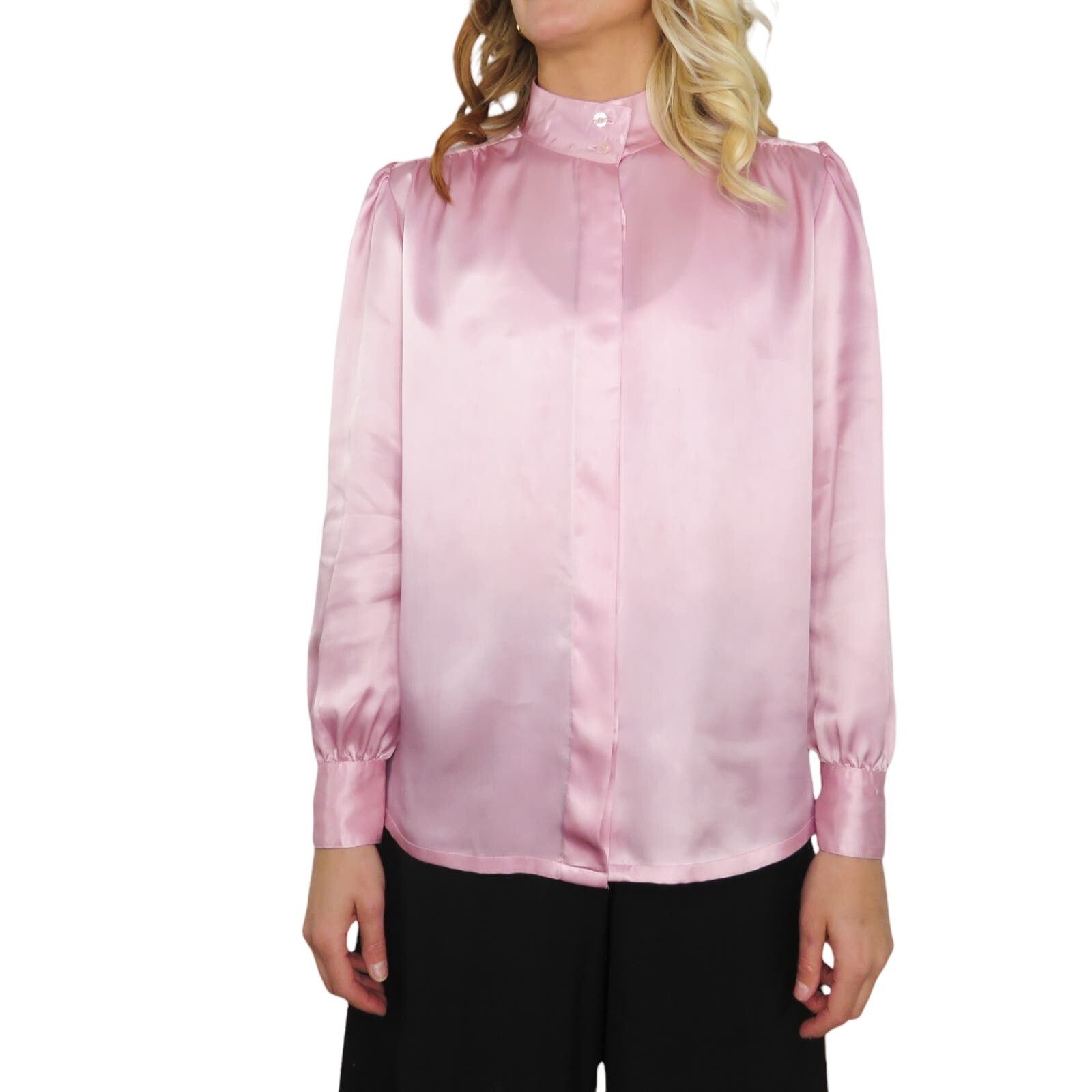 Vintage 70s Vintage Pink Satin Long Sleeve Button Down Blouse Medium Size M / US 6-8 / IT 42-44 - 2 Thumbnail