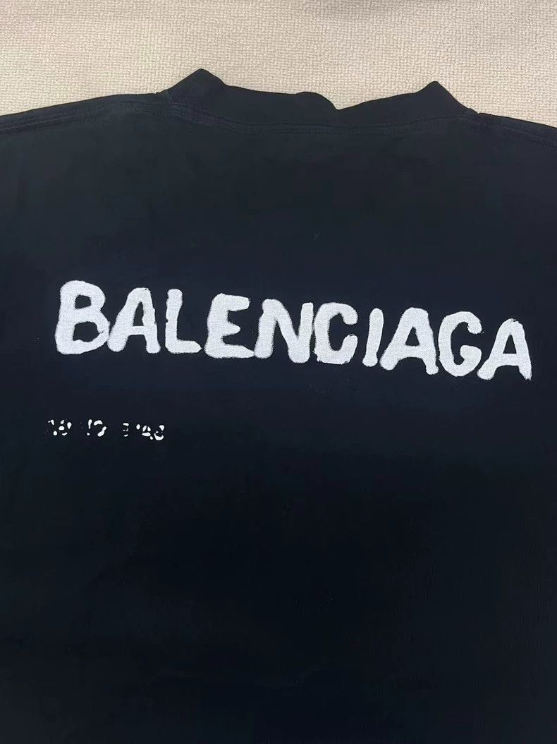 Balenciaga Balenciaga Logo Printed Ribbed Short Sleeve Dolman Sleeve Size M / US 6-8 / IT 42-44 - 3 Thumbnail