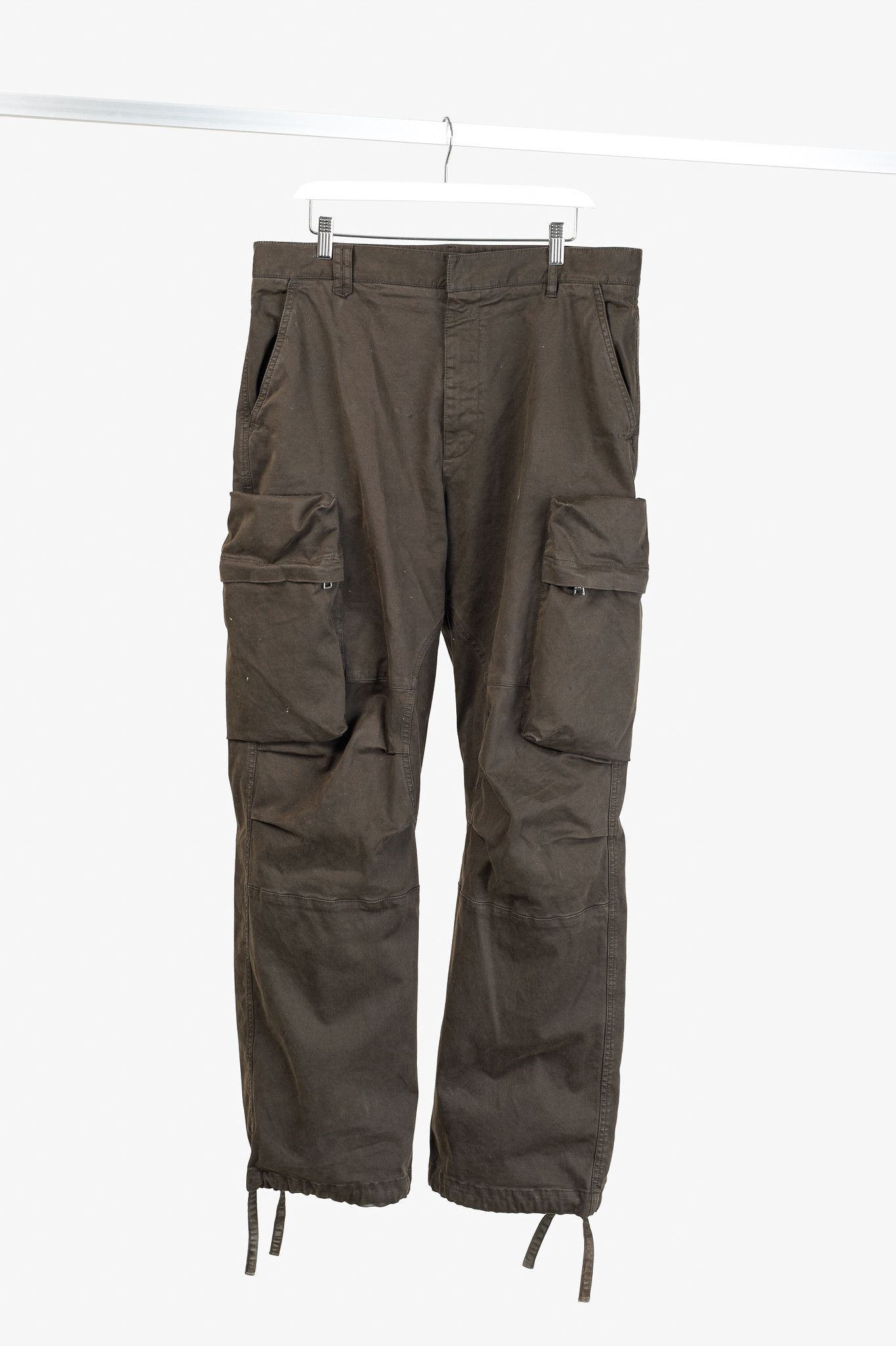 Moncler Military Khaki Wide-Leg Stretch-Cotton Cargo pant