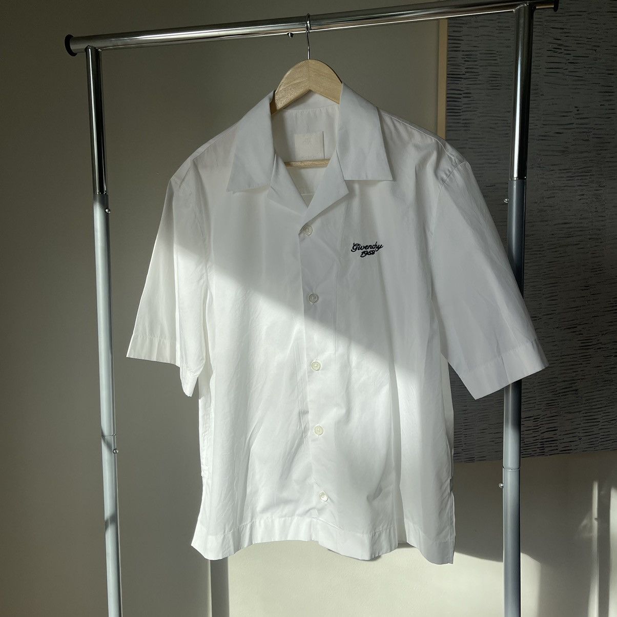 Givenchy Men’s Poplin Small Logo Camp Shirt