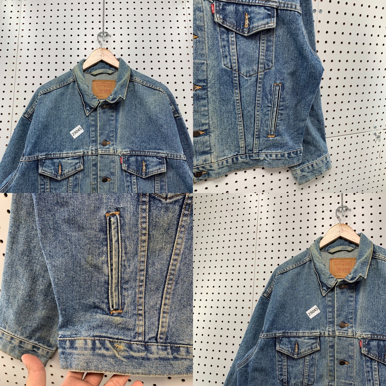 Levi's VINTAGE Levi's Denim Trucker Jacket Mens Large Button Mad In USA 25x26.5 90s Trucker Jacket Blue Jeans Size US 33 - 9 Thumbnail