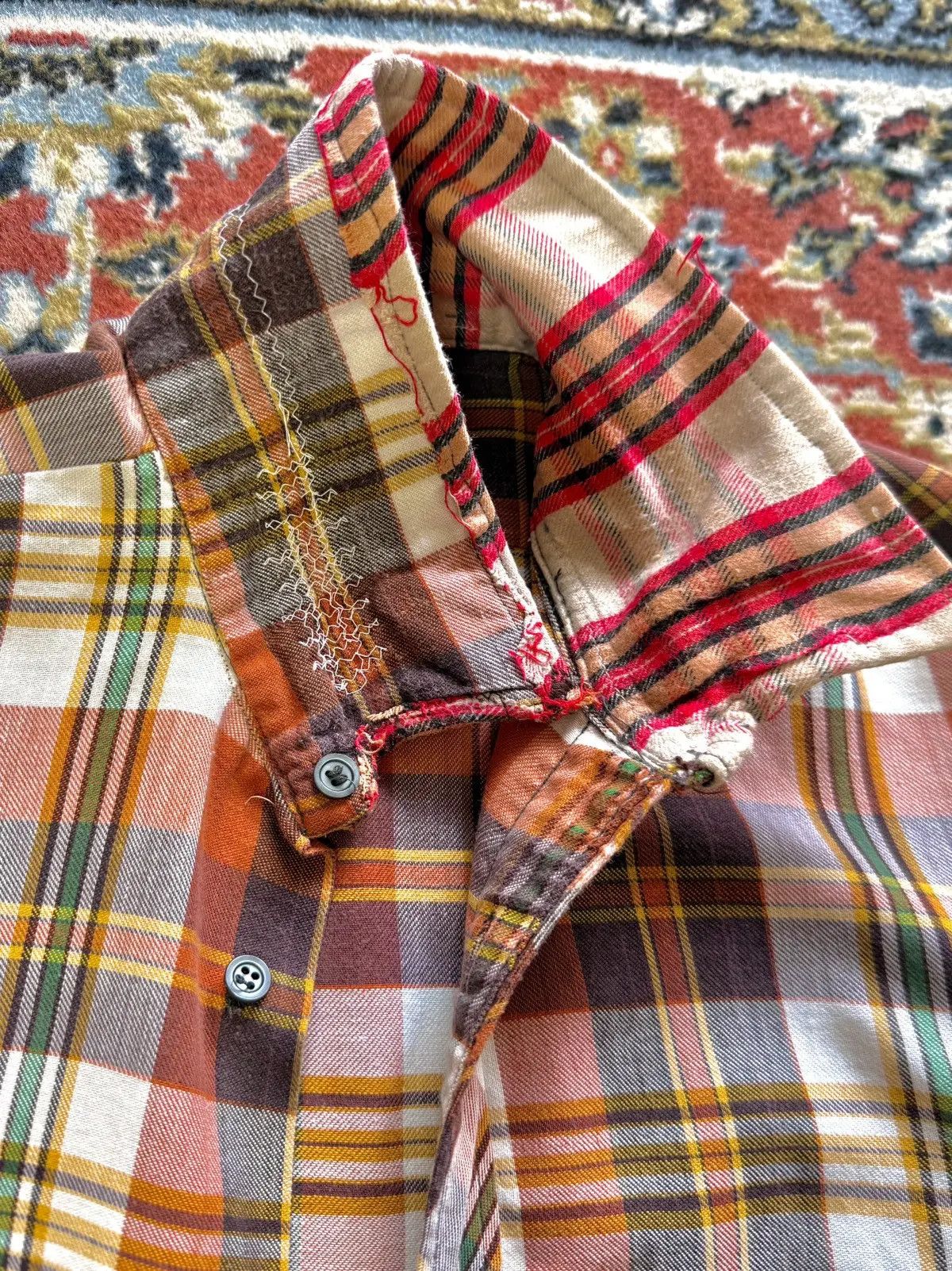 Vintage 80s Vintage Flannel Distressed Reconstructed Check Shirt Size US L / EU 52-54 / 3 - 17 Thumbnail