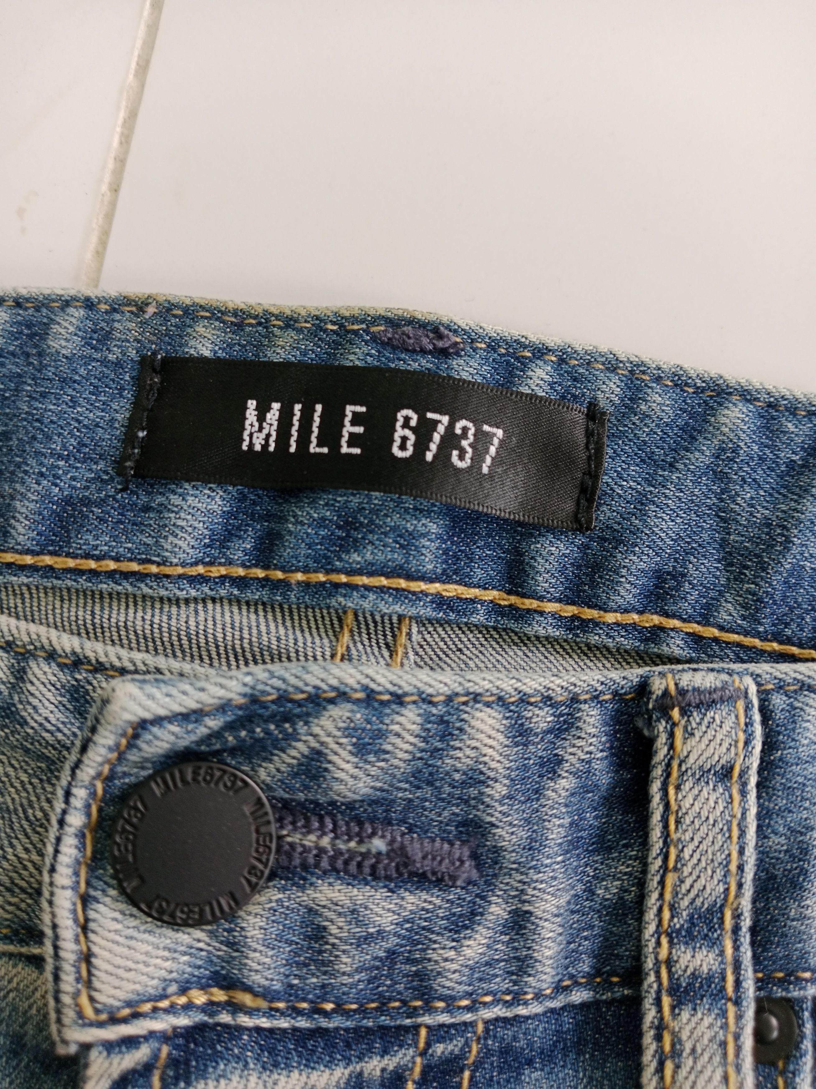 Japanese Brand MILE 6737 Distressed Jeans Patchwork Style For Women Size 29" - 10 Thumbnail