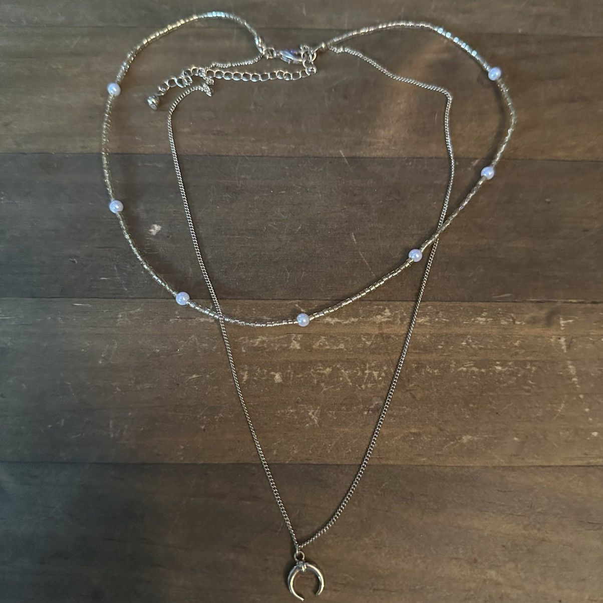 Other Gold tone layered bead and chain horn pendant necklace Size ONE SIZE - 2 Thumbnail