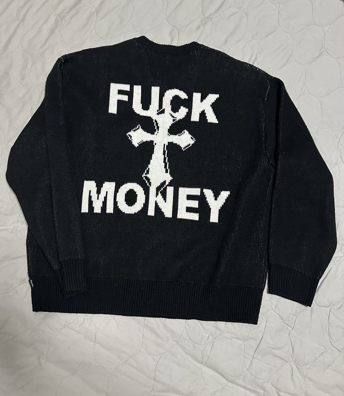 Pre-owned Supreme Fuck Money Sweater Medium Black