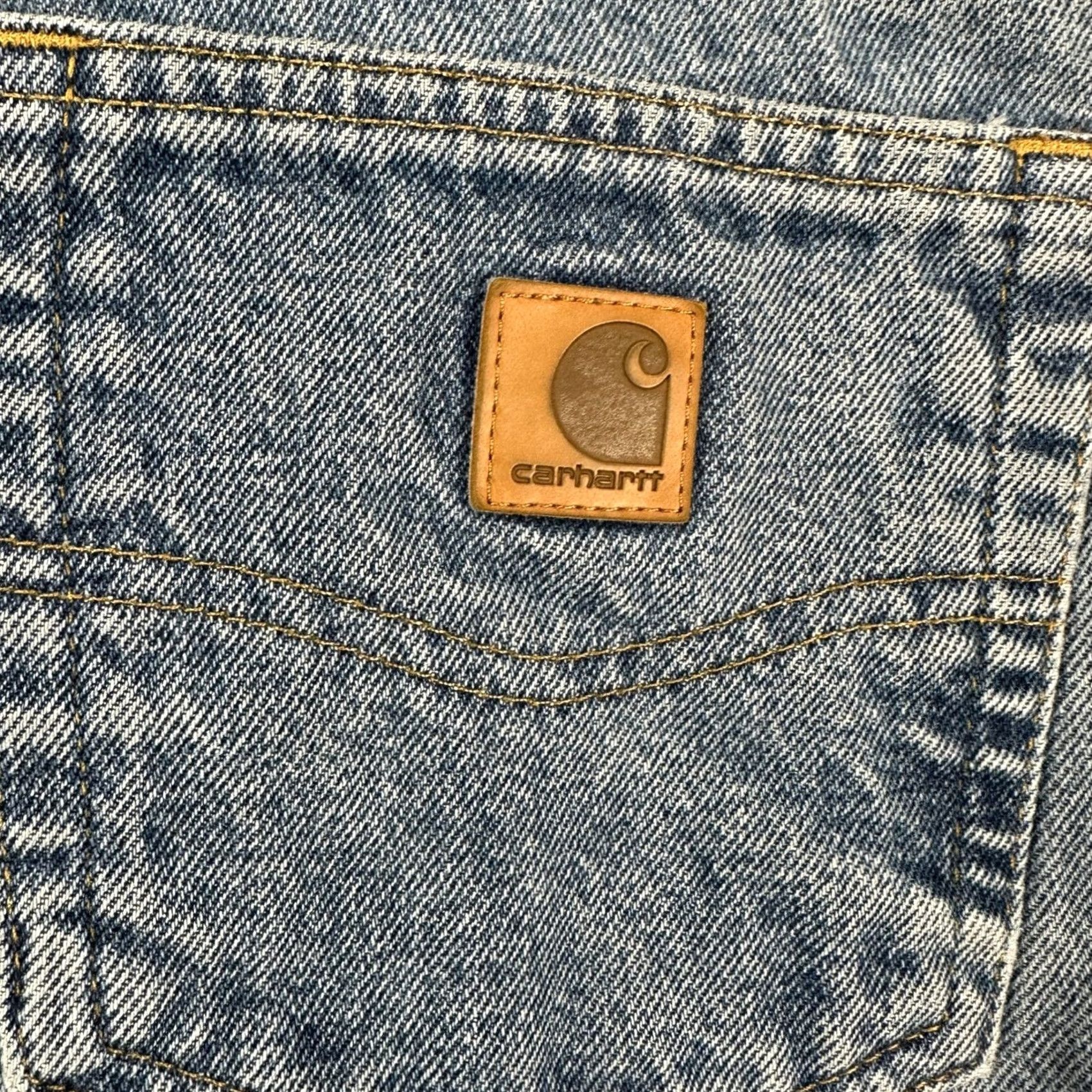 Carhartt Carhartt Men Relaxed Fit Jeans 48X30 Blue Denim Straight 5 Pocket WAIST 48 INSEAM 30 Logo Pockets Casual Workwear Mens Jeans Size US 32 / EU 48 - 4 Thumbnail