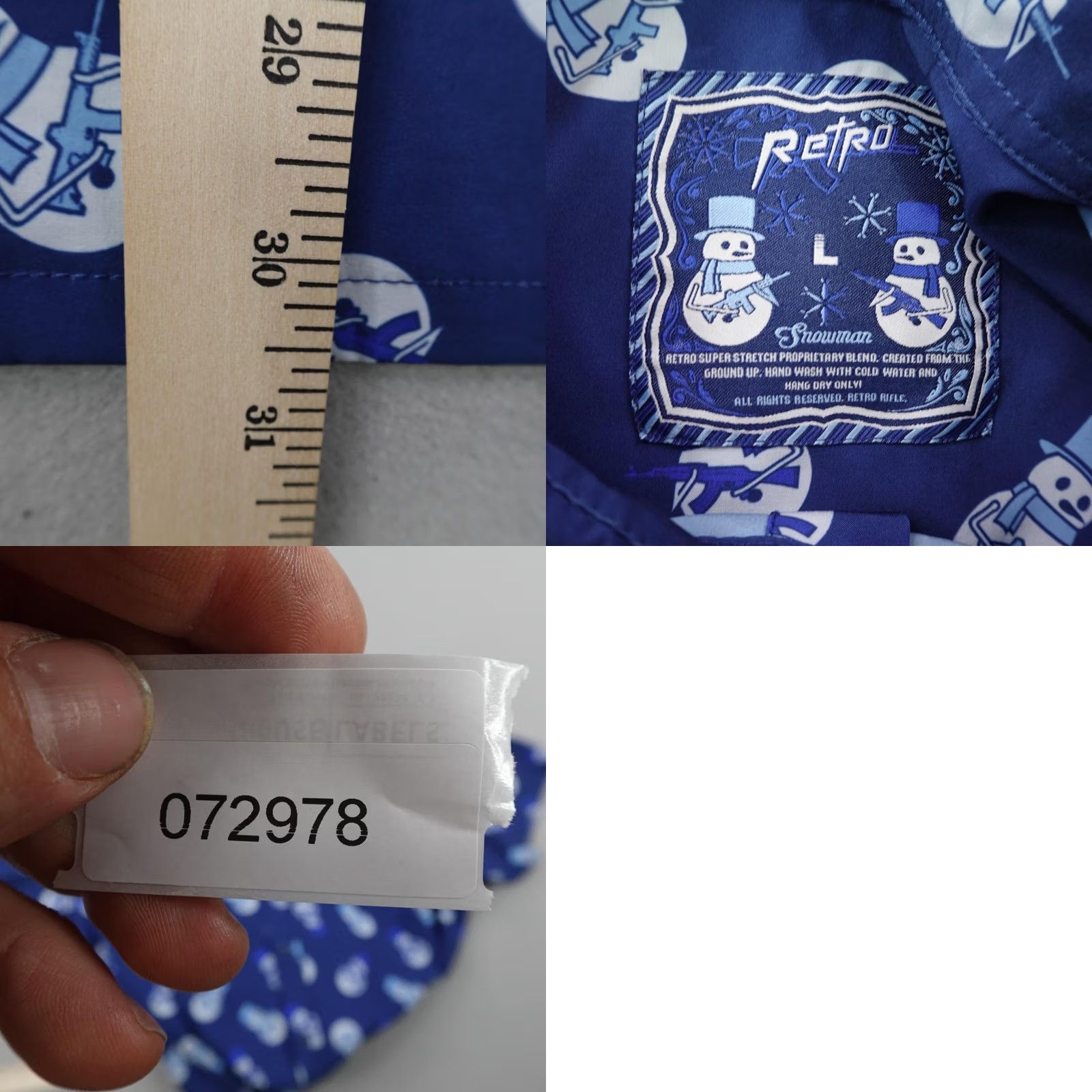 Etro Retro Rifle Shirt Mens L Blue Snowman Button-Up Performance Stretch Size US L / EU 52-54 / 3 - 8 Thumbnail