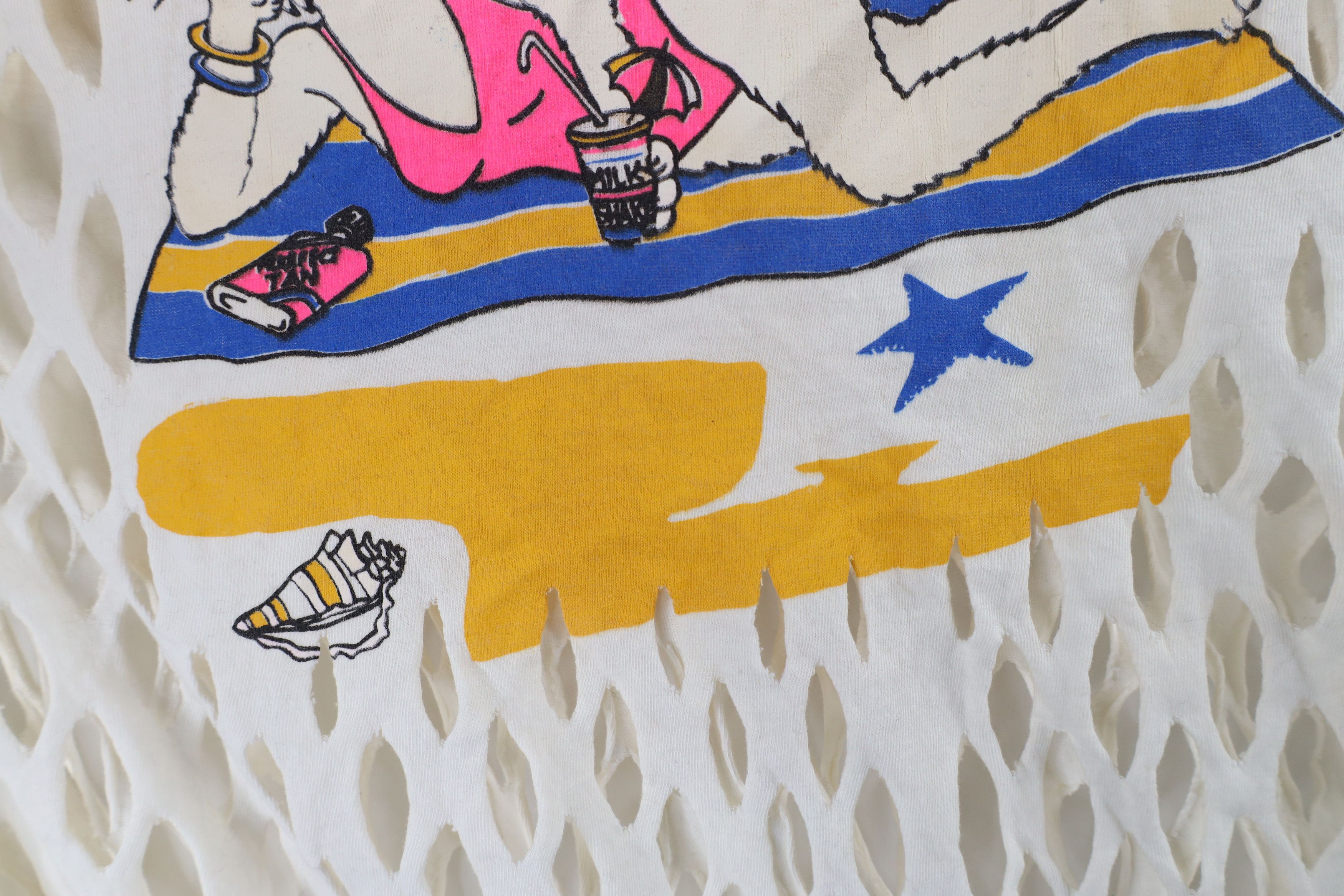 Vintage Vintage 90s Streetwear Cat Beach Cut Fringed Beaded T-Shirt Size 3XL / US 20-22 - 7 Thumbnail