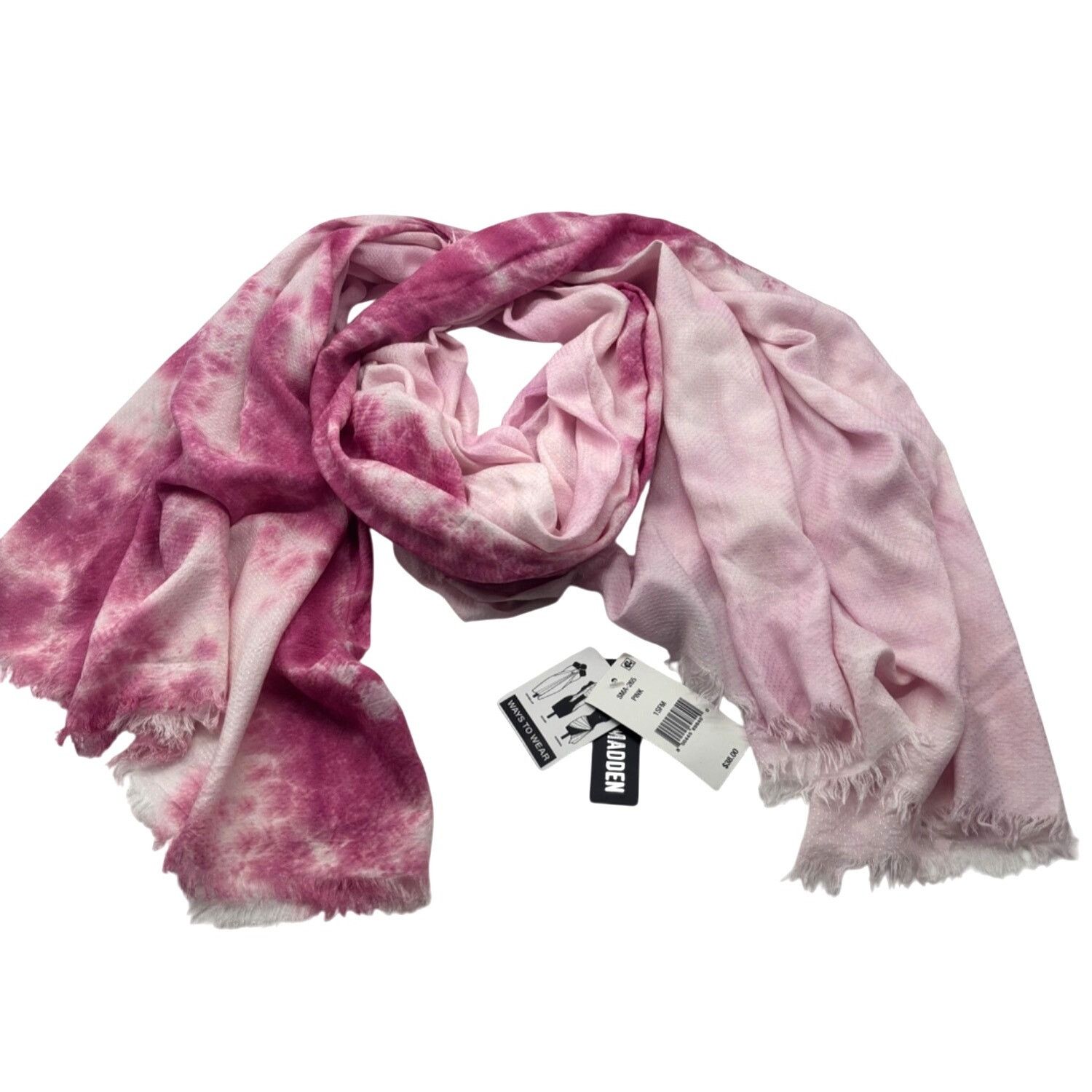 Steve Madden Steve Madden Two-Tone Tie-Dyed Scarf, OS, PInk Size ONE SIZE - 2 Thumbnail