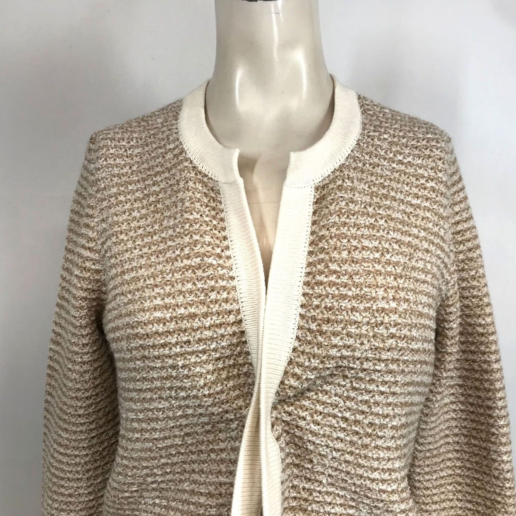 Loft LOFT - WOMEN'S MEDIUM - TAN LONG SLEEVE OPEN FRONT CARDIGAN Size M / US 6-8 / IT 42-44 - 2 Thumbnail