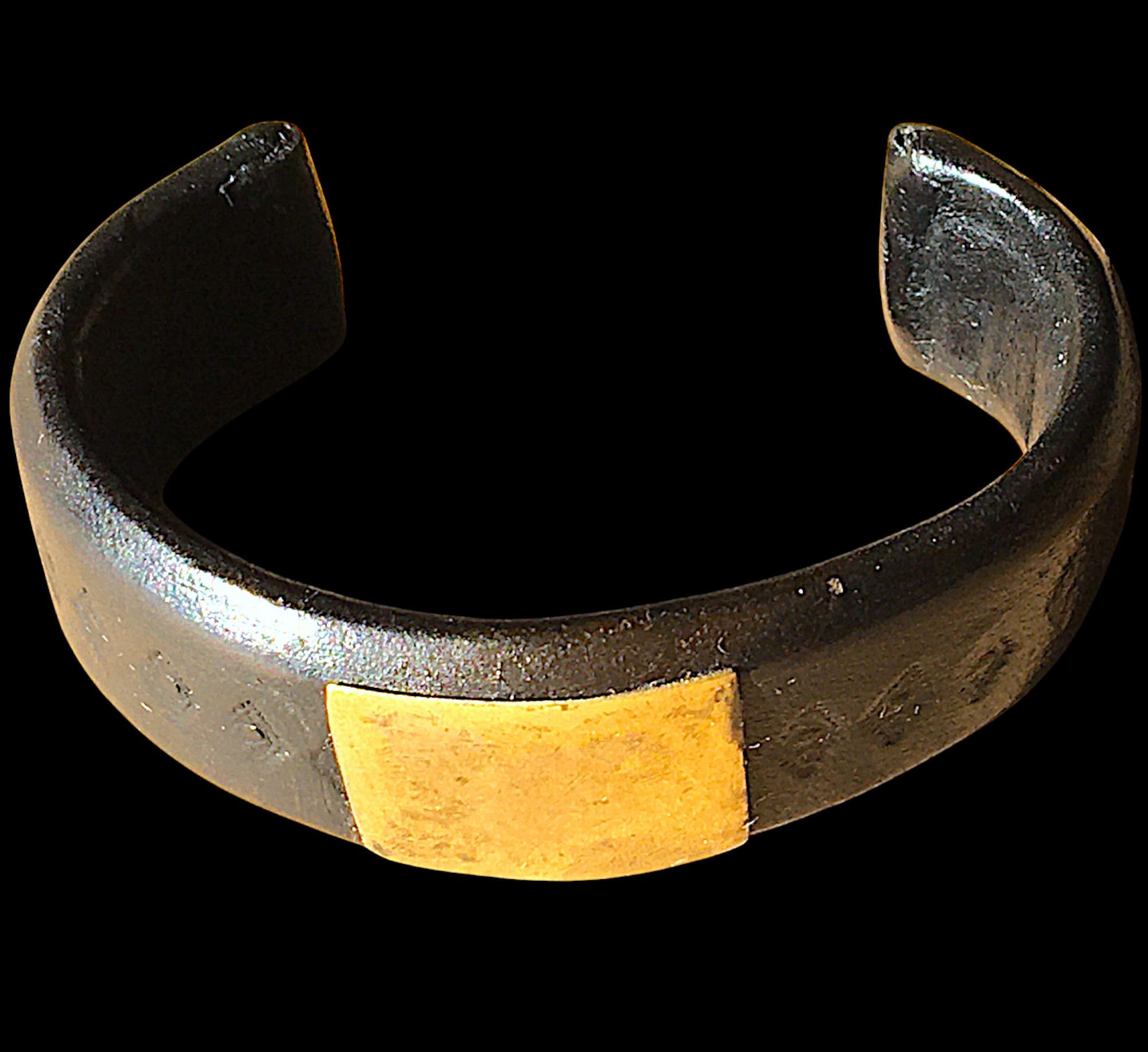Vintage Tuareg Leather and Brass Cuff Bracelet – Algeria 1970s Size ONE SIZE - 2 Thumbnail