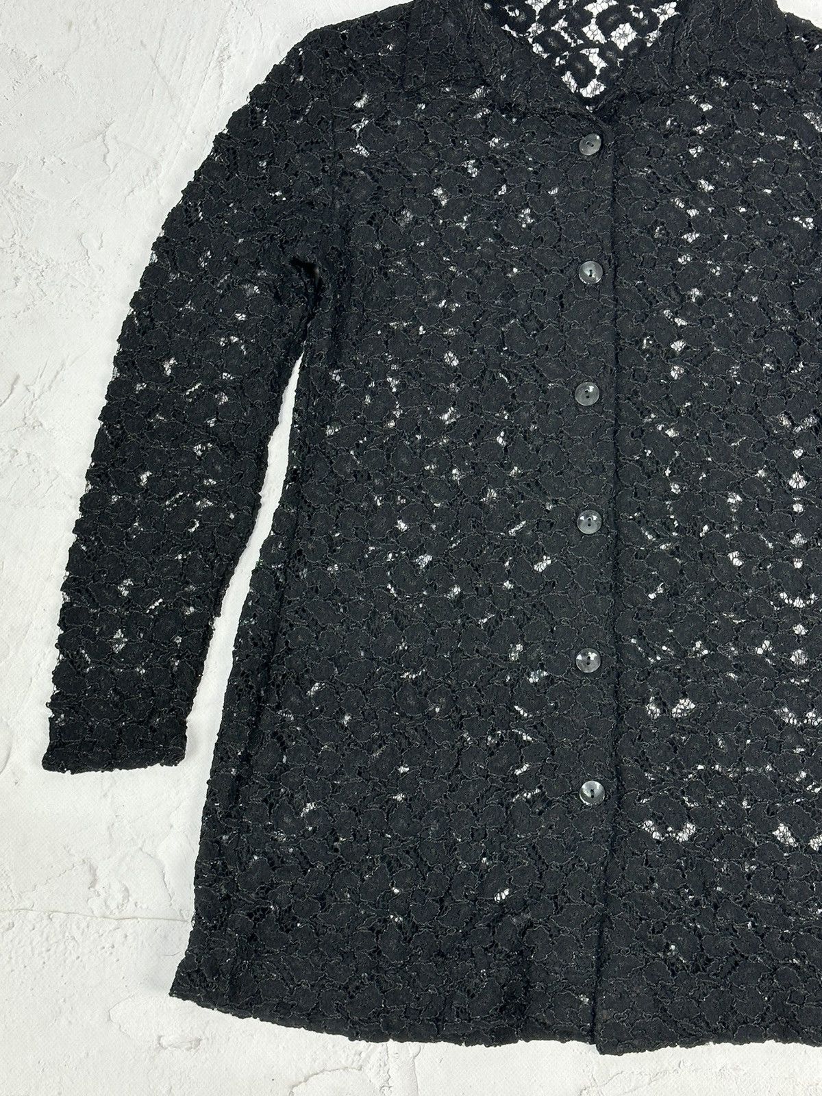 If Six Was Nine × Japanese Brand × Vintage Vintage Black Mesh Cardigan Size M / US 6-8 / IT 42-44 - 2 Thumbnail