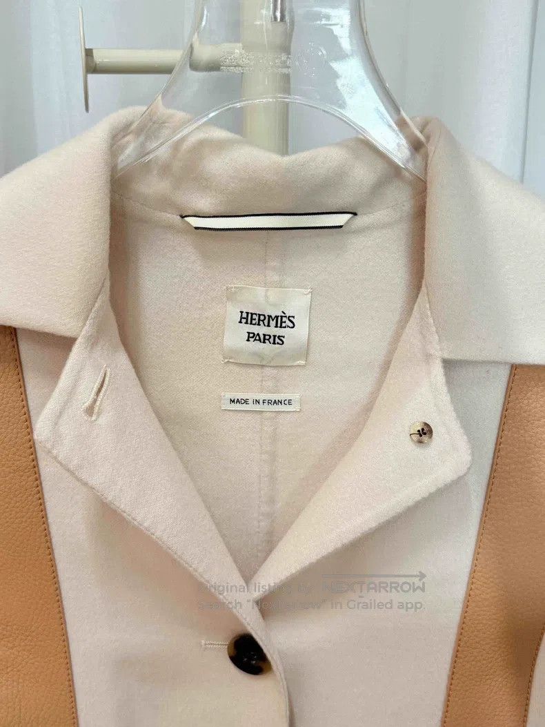 Hermes Hermes White and Apricot Striped Cashmere Coat Size XS / US 0-2 / IT 36-38 - 3 Thumbnail