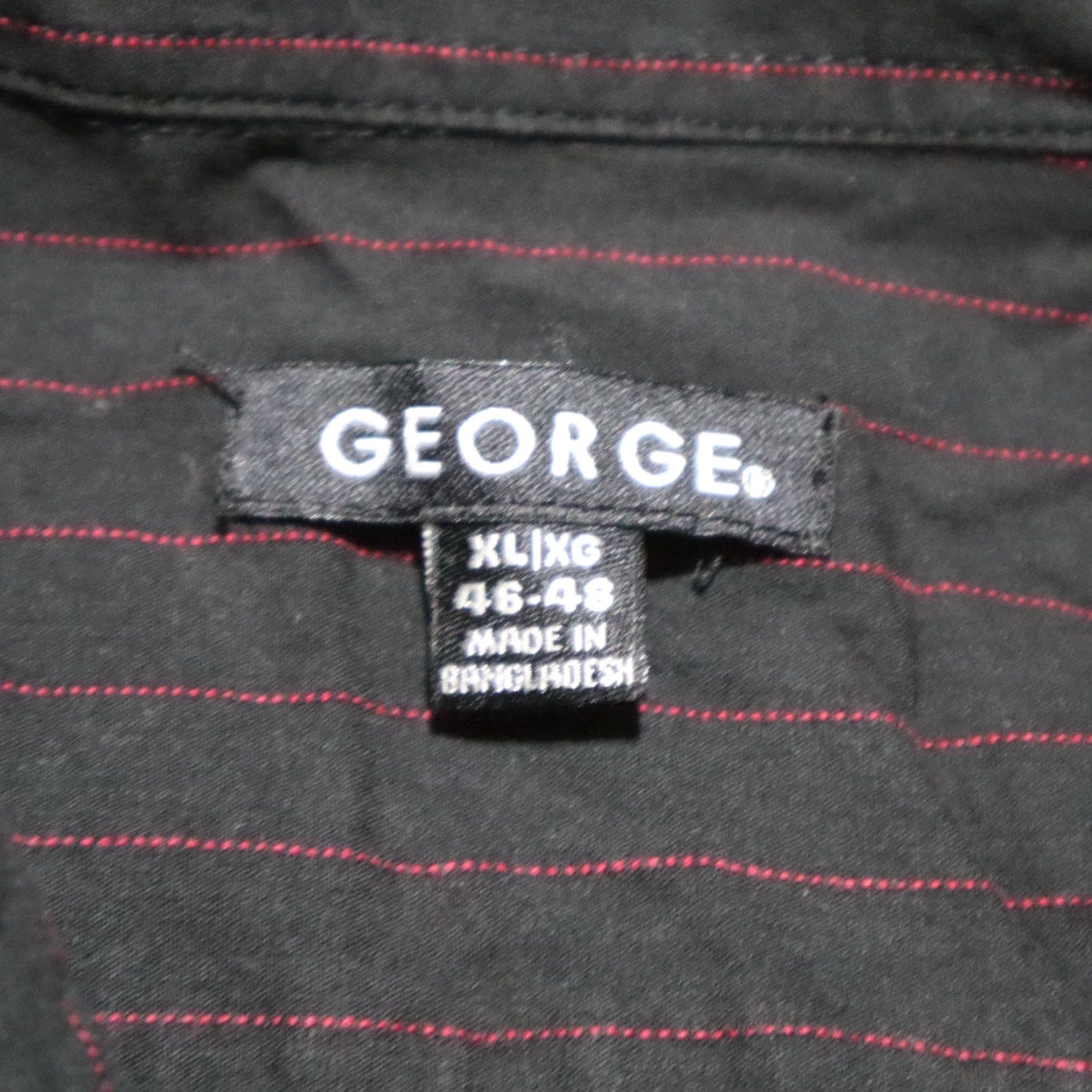 George VINTAGE George Shirt Adult XL Black Striped Button-Up Long Sleeve 46-48 Mens Size 46R - 3 Thumbnail