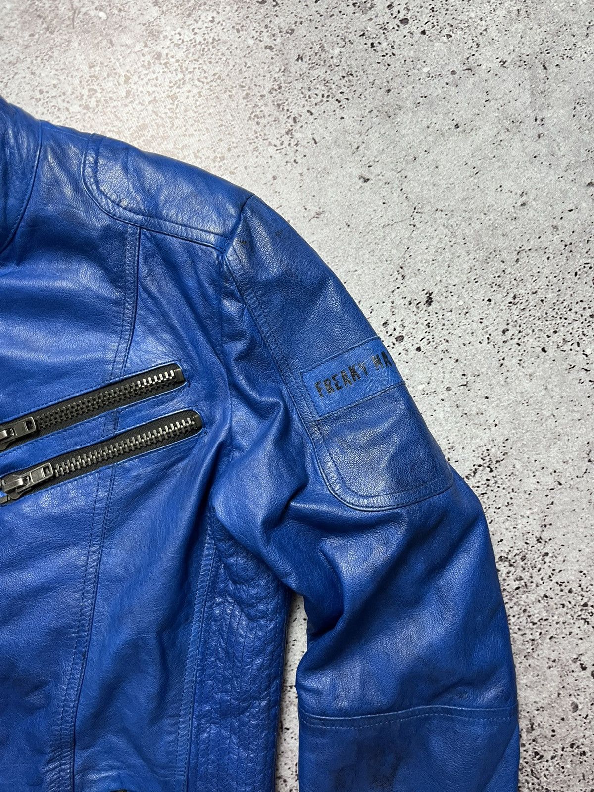 Vintage 🦺Vintage Freaky Nation Wash Distressed Leather Jacket Blue Size US L / EU 52-54 / 3 - 3 Thumbnail