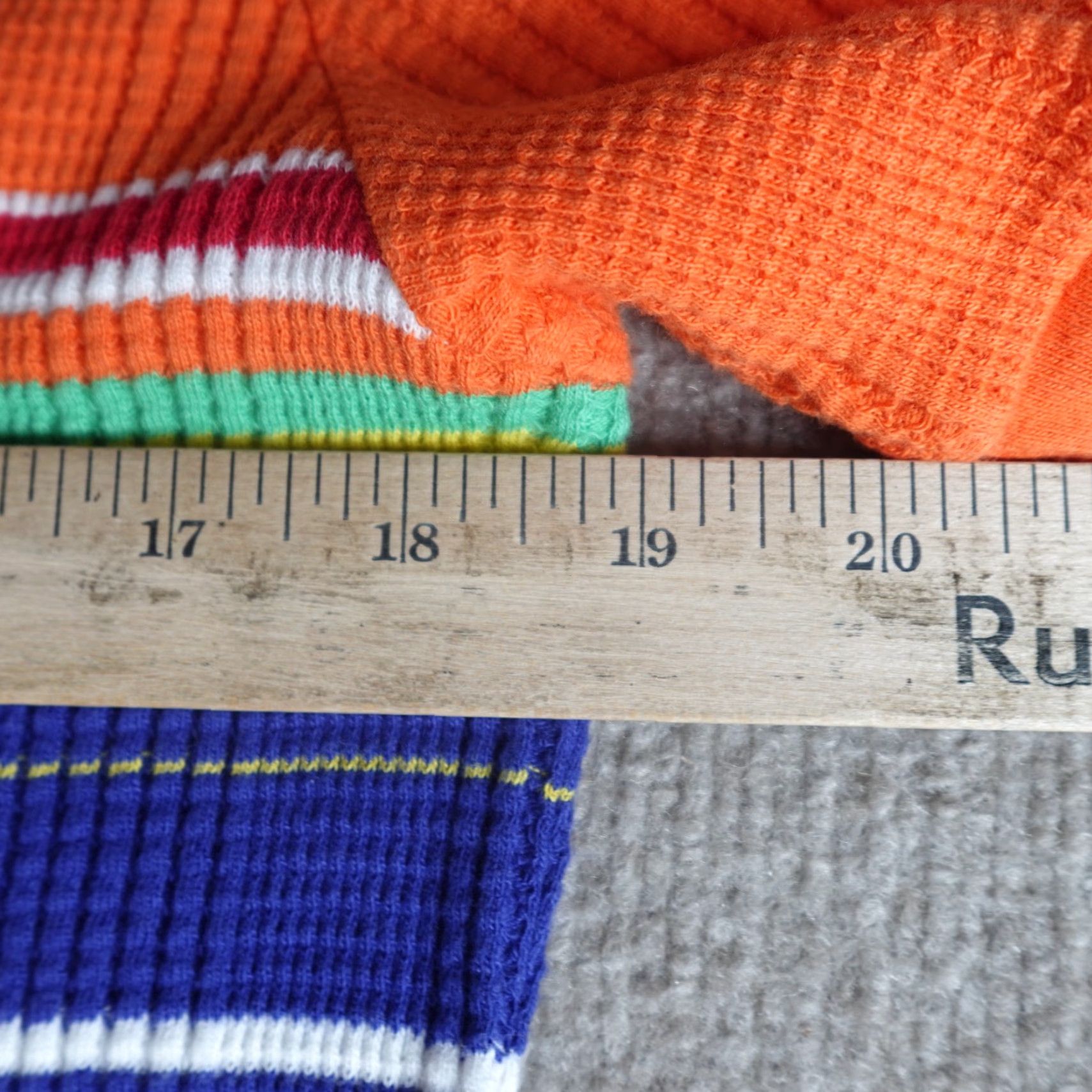 Polo Ralph Lauren VINTAGE Polo Ralph Lauren Mens Shirt L Orange Striped Knit Short Sleeve Crew Neck Ribbed Waffle Polo Ralph Lauren Shirt Size US L / EU 52-54 / 3 - 8 Thumbnail