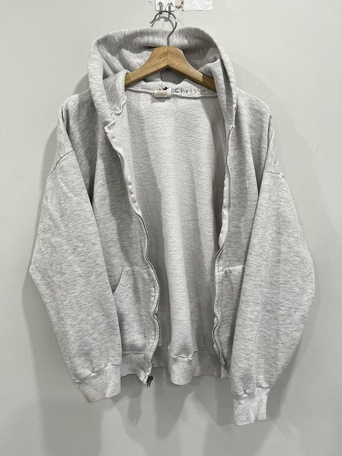 Vintage Vtg 90s Blank Sweater Zip Up Hoodie Blank broken zipper Size US L / EU 52-54 / 3 - 1 Thumbnail