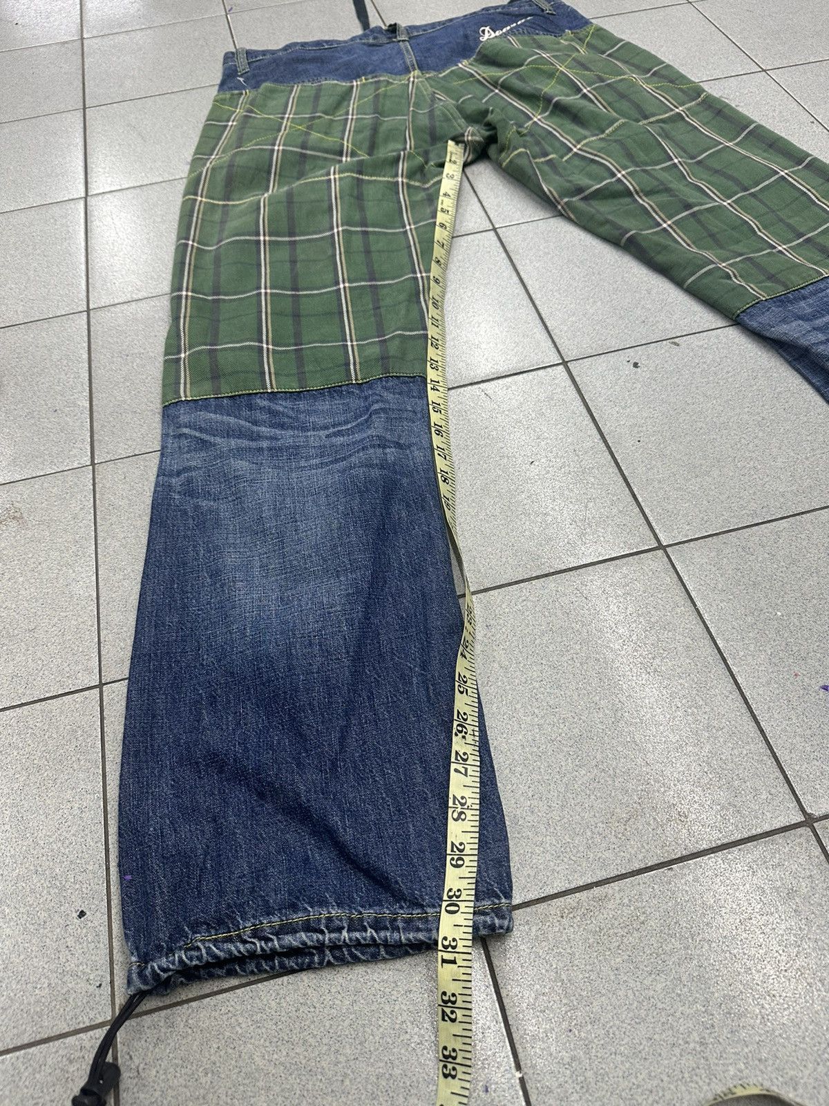 Japanese Brand 🇯🇵 DOARAT Double Knee Plaid/Denim Size US 35 - 13 Thumbnail