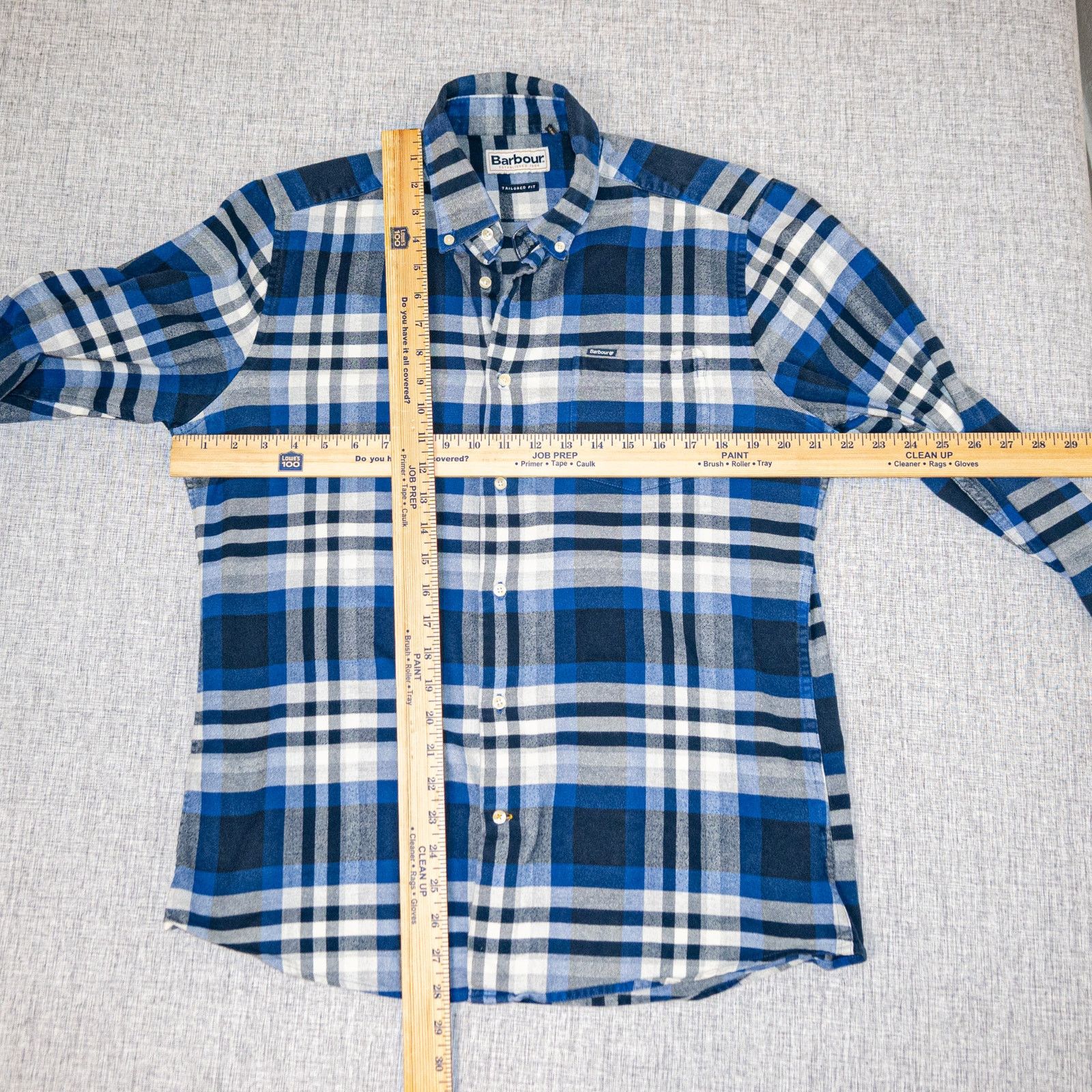 Barbour Barbour Men's Small Button Down Flannel Shirt Blue Plaid Size US S / EU 44-46 / 1 - 7 Thumbnail