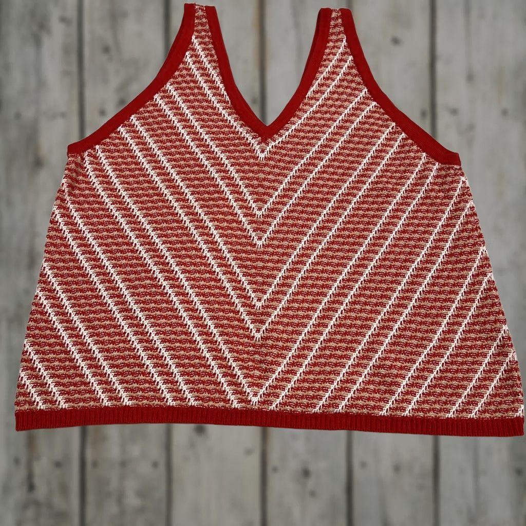 Wrangler Wrangler Western Tank Women Large V-Neck Loose Knit Sleeveless Chevron Pattern Multicolor Size L / US 10 / IT 46 - 1 Thumbnail