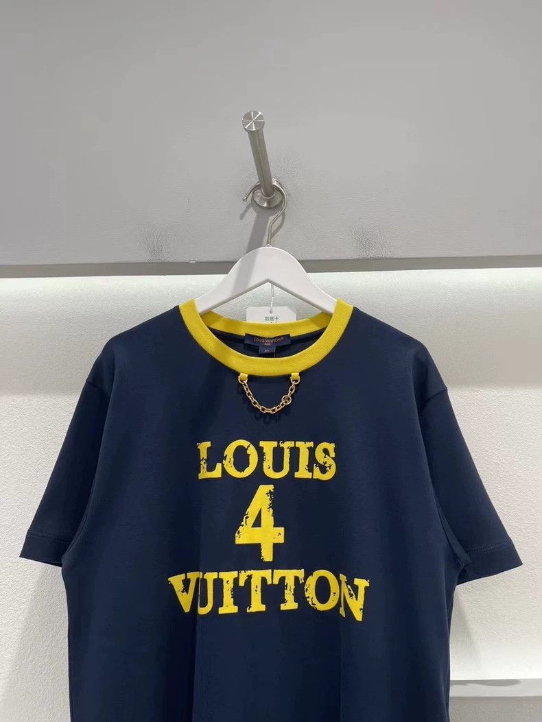 Louis Vuitton Louis Vuitton Blue and yellow No.4 slogan chain short sleev Size US XS / EU 42 / 0 - 3 Thumbnail