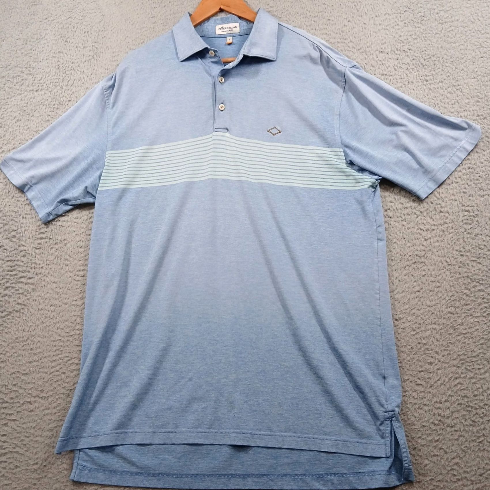 Peter Millar Peter Millar Blue Chest Stripe Performance Golf Polo L EUC Size US L / EU 52-54 / 3 - 2 Thumbnail