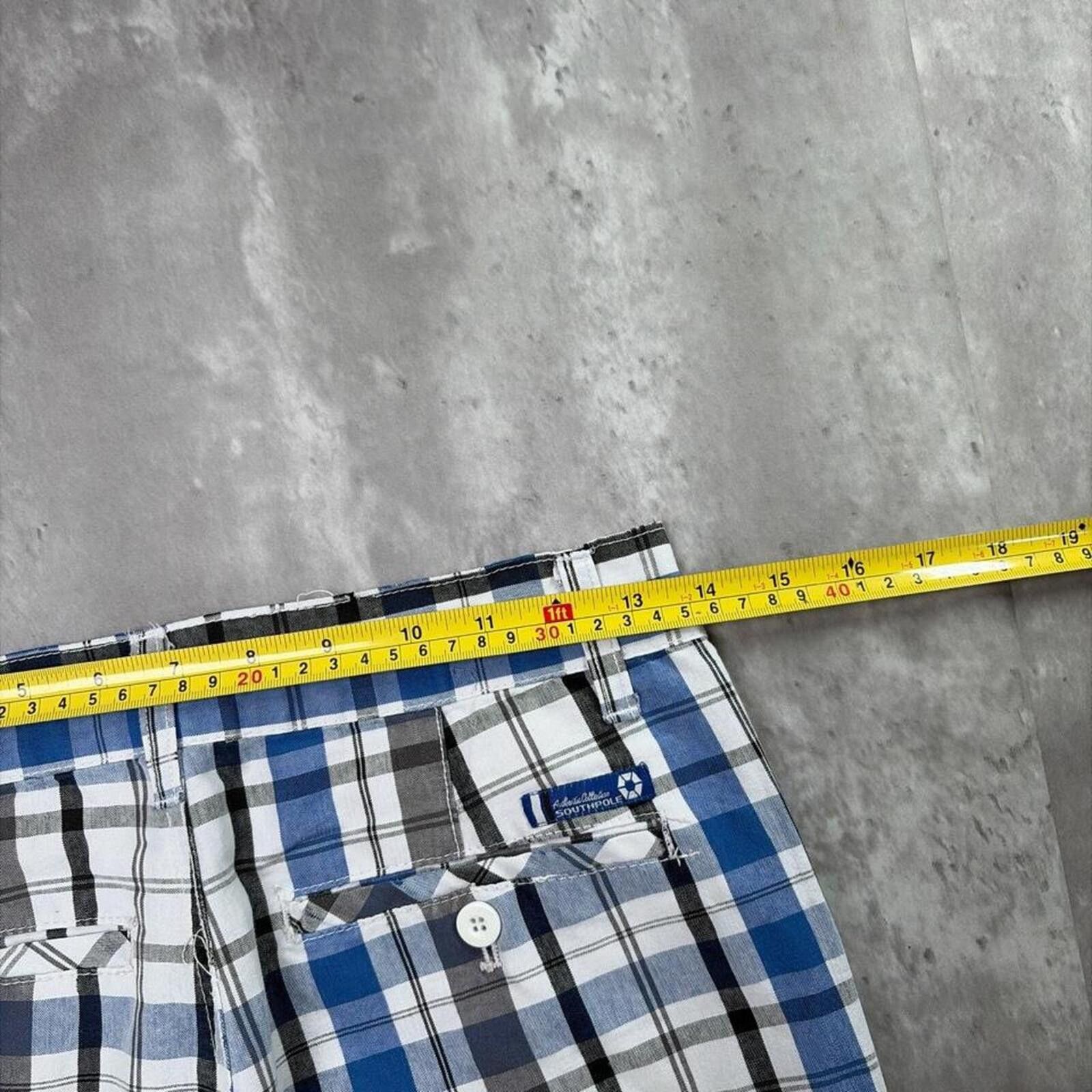 Southpole Y2K Blue Southpole Grunge Plaid Baggy Skater Shorts Size 27" / US 4 / IT 40 - 6 Thumbnail