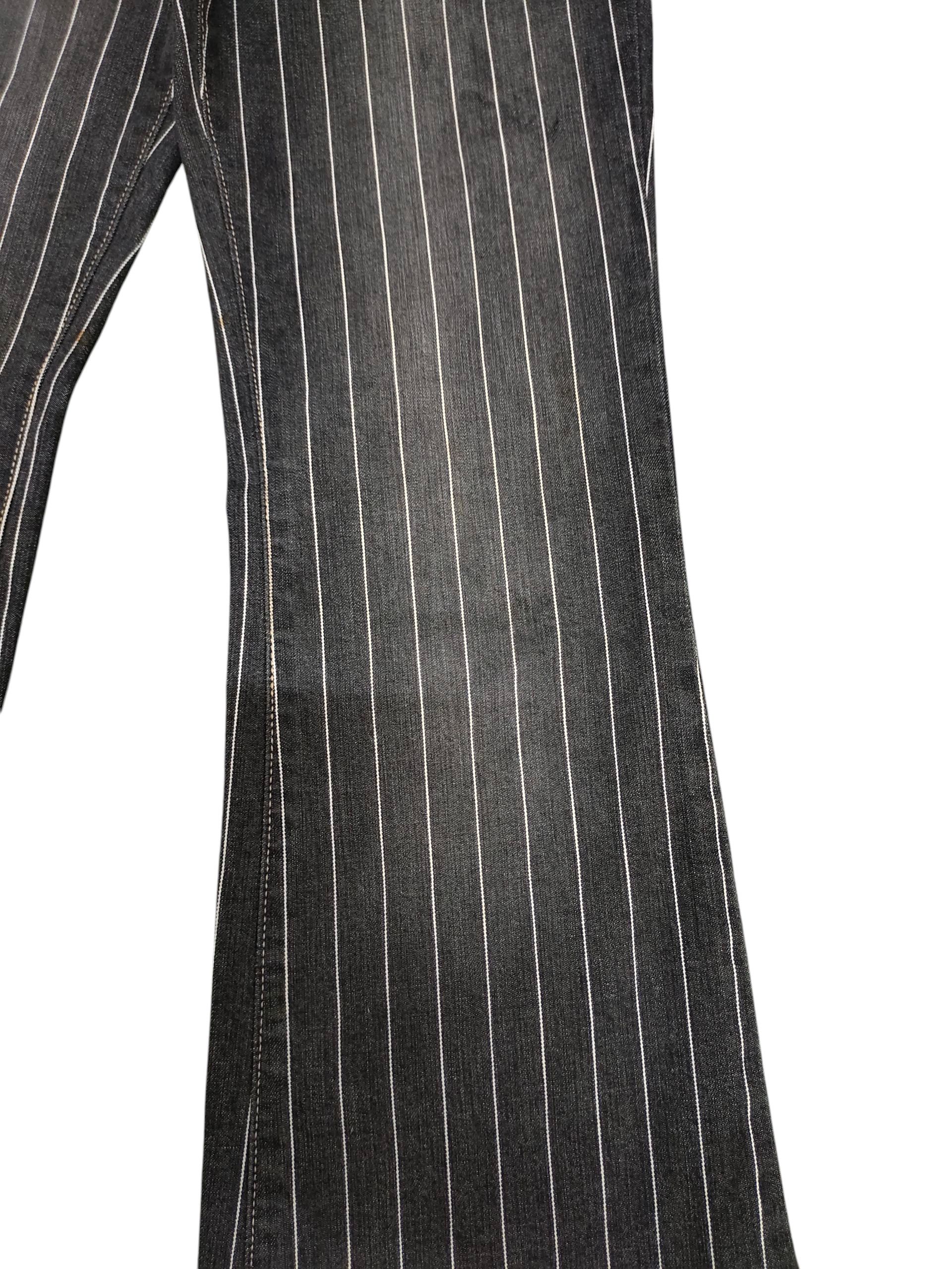 Hysteric Glamour Flare Jeans Oririn Japan Striped Black Denim Bootcut Y2k Size US 28 / EU 44 - 4 Thumbnail