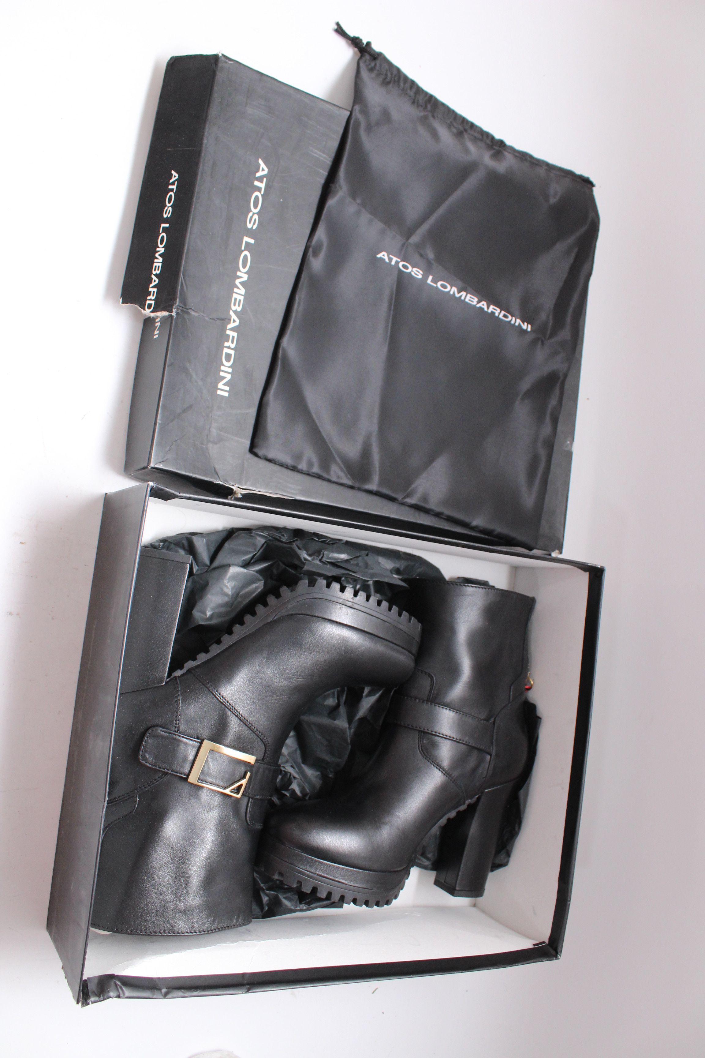 Atos Lombardini Boots Leather Womens Size 37 New Hype Rare