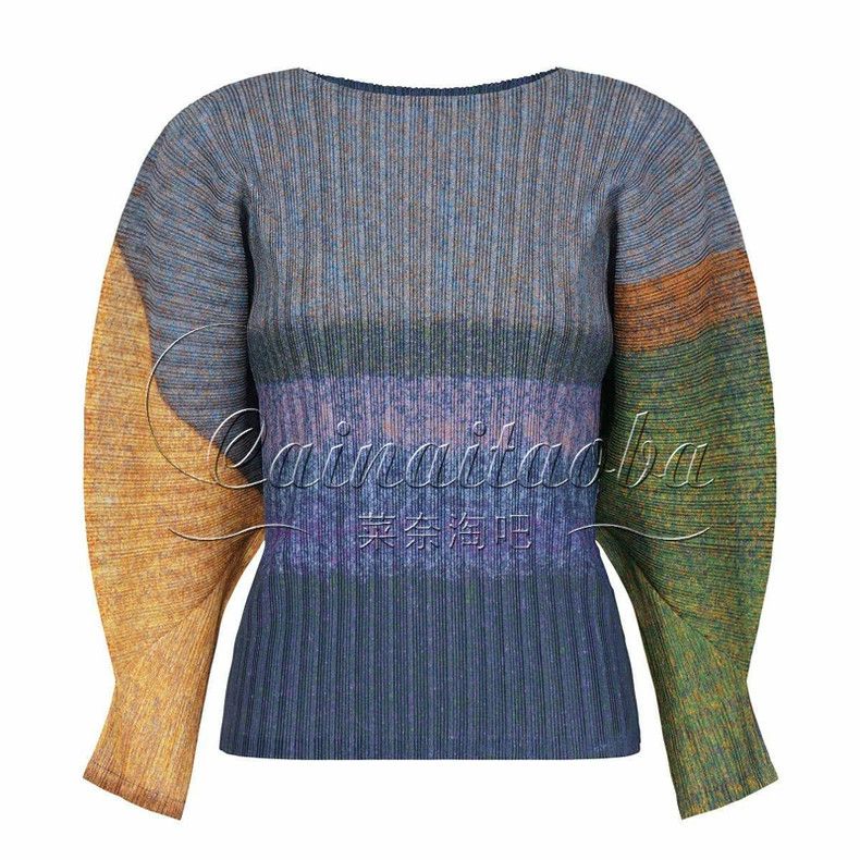 Issey Miyake Issey Miyake Blue pleated long-sleeved shirt Size L / US 10 / IT 46 - 1 Thumbnail