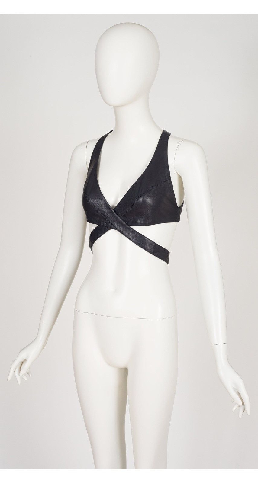 Alaia Alaïa Black Leather Racerback Wrap Bra Top Size XS / US 0-2 / IT 36-38 - 2 Thumbnail