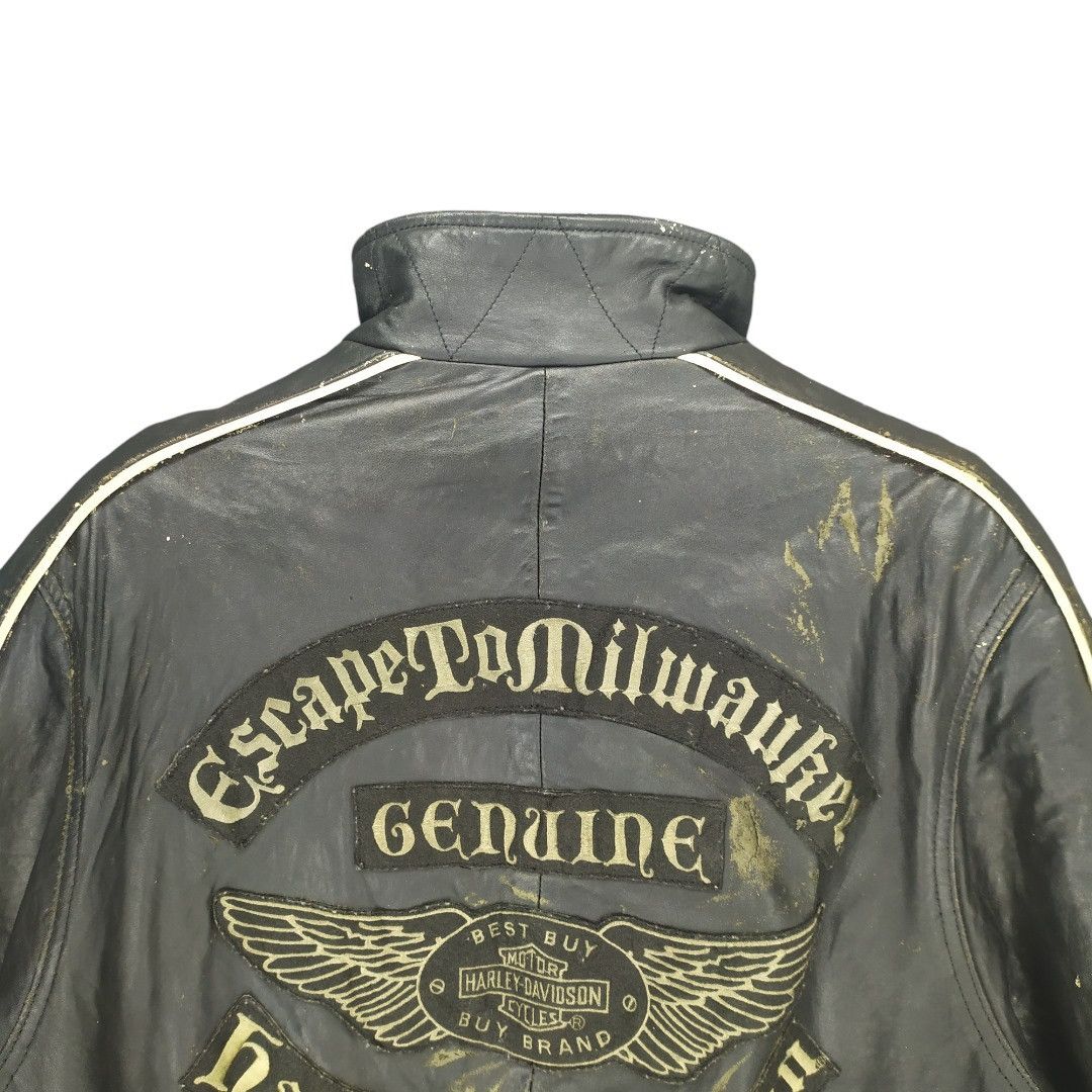 Harley Davidson TRASHED🔥 80's HD Patches Big Logo Leather Jacket #949 Size US M / EU 48-50 / 2 - 2 Thumbnail