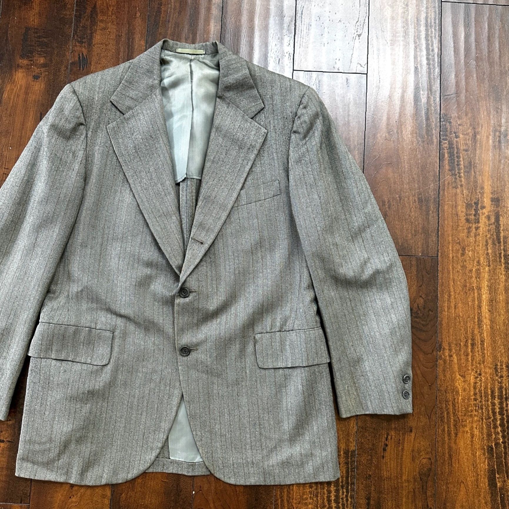 Vintage VINTAGE Brown Striped Wool Sport Jacket Mens 41 33x27 Rockabilly 1970s Jacket Length Regular Wool Size US XS / EU 42 / 0 - 2 Thumbnail