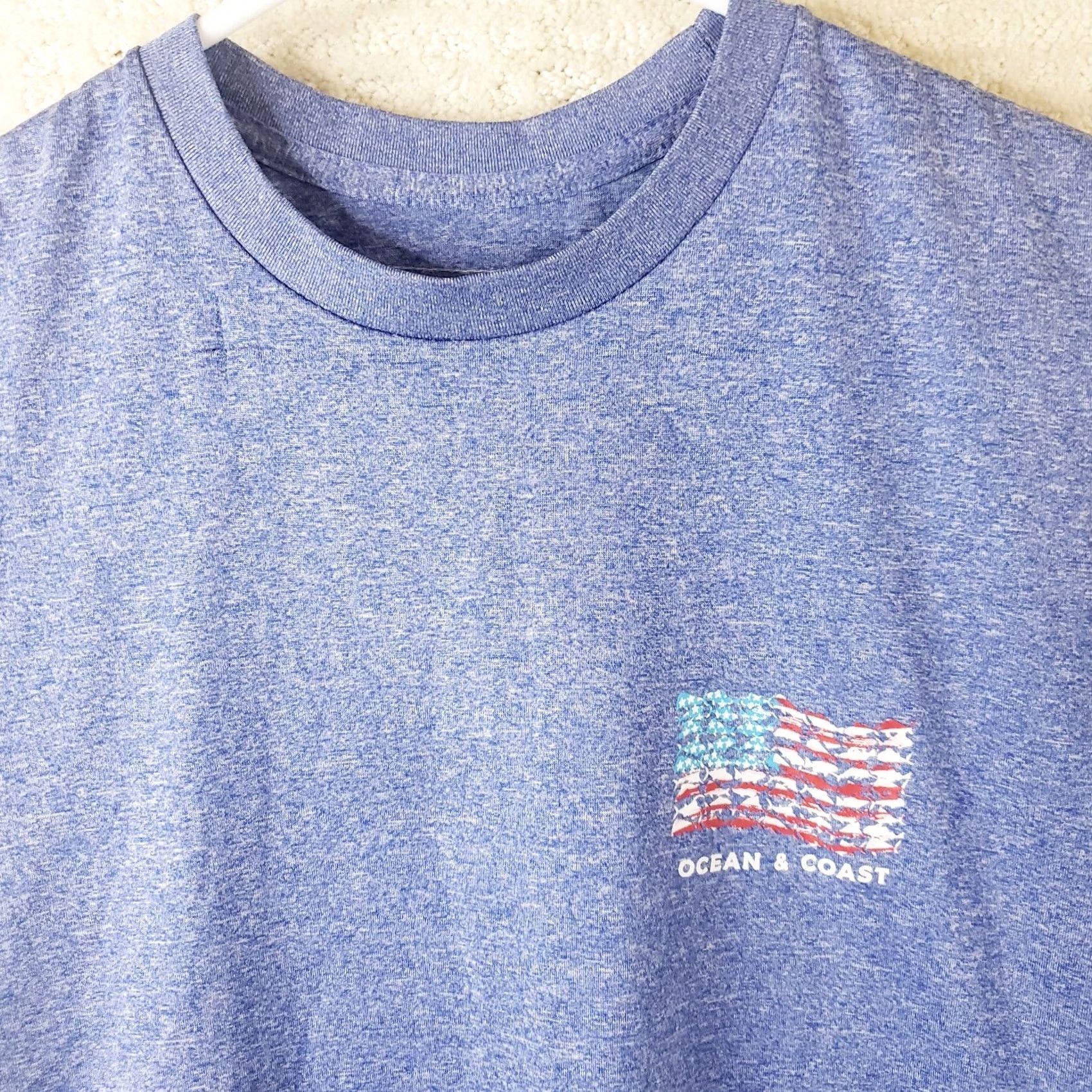 Vintage Ocean Advantage Men's S Blue Short Sleeve T-Shirt Fishing American Flag Size US S / EU 44-46 / 1 - 3 Thumbnail