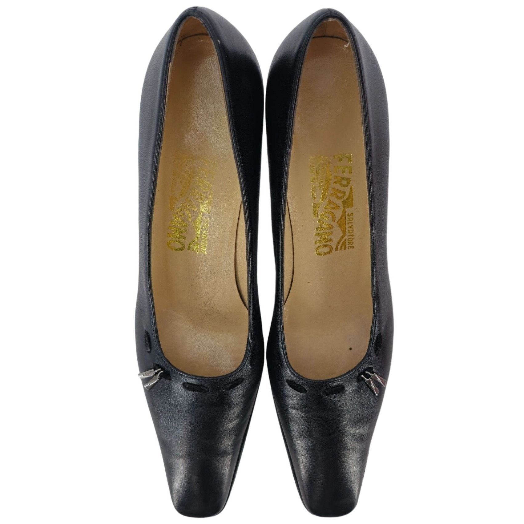 Salvatore Ferragamo Vintage Salvatore Ferragamo Classic Black Leather Dress Heel Size US 8.5 / IT 38.5 - 9 Thumbnail