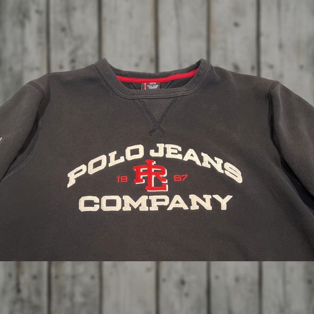 Vintage VINTAGE Ralph Lauren Polo Jeans Co. Crewneck Sweatshirt Men XL Black 90s Embroidered Fleece Heavyweight Pullover Size US XL / EU 56 / 4 - 1 Thumbnail