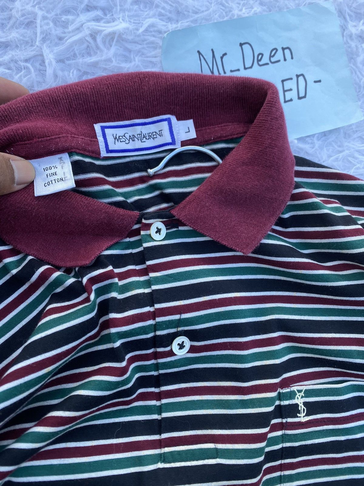 Yves Saint Laurent Rare Vintage Yves Saint Laurent YSL Striped Collar Shirt Size US M / EU 48-50 / 2 - 13 Thumbnail