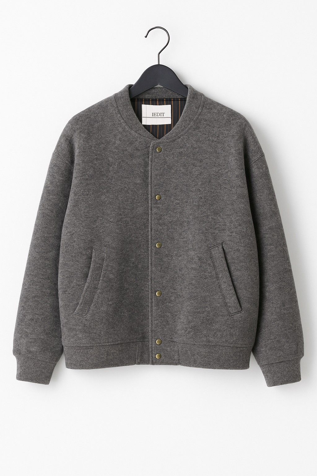 Japanese Brand IEDIT Japan Grey Wool Blend Snap Jacket Oversized Minimalist Size 3XL / US 20-22 - 1 Thumbnail