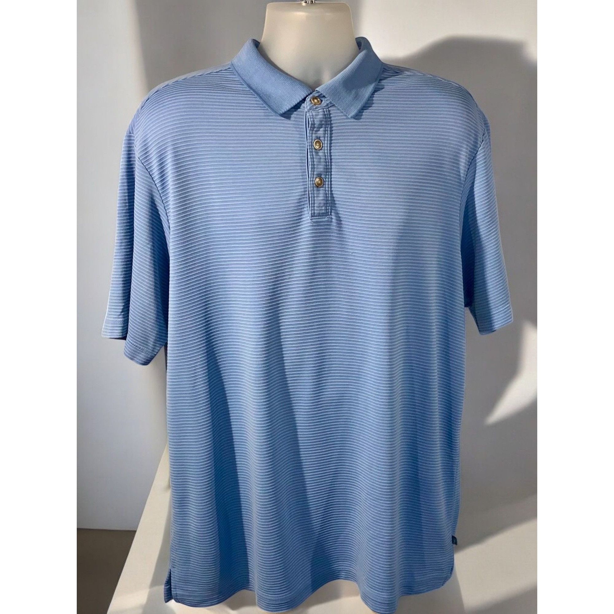 Tommy Bahama Tommy Bahama Mens Blue Ribbed Polo Shirt Short Sleeve Relaxe Size US L / EU 52-54 / 3 - 7 Thumbnail