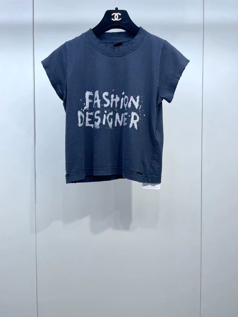 Balenciaga Balenciaga Short sleeves with glitter print on chest Size M / US 6-8 / IT 42-44 - 1 Thumbnail