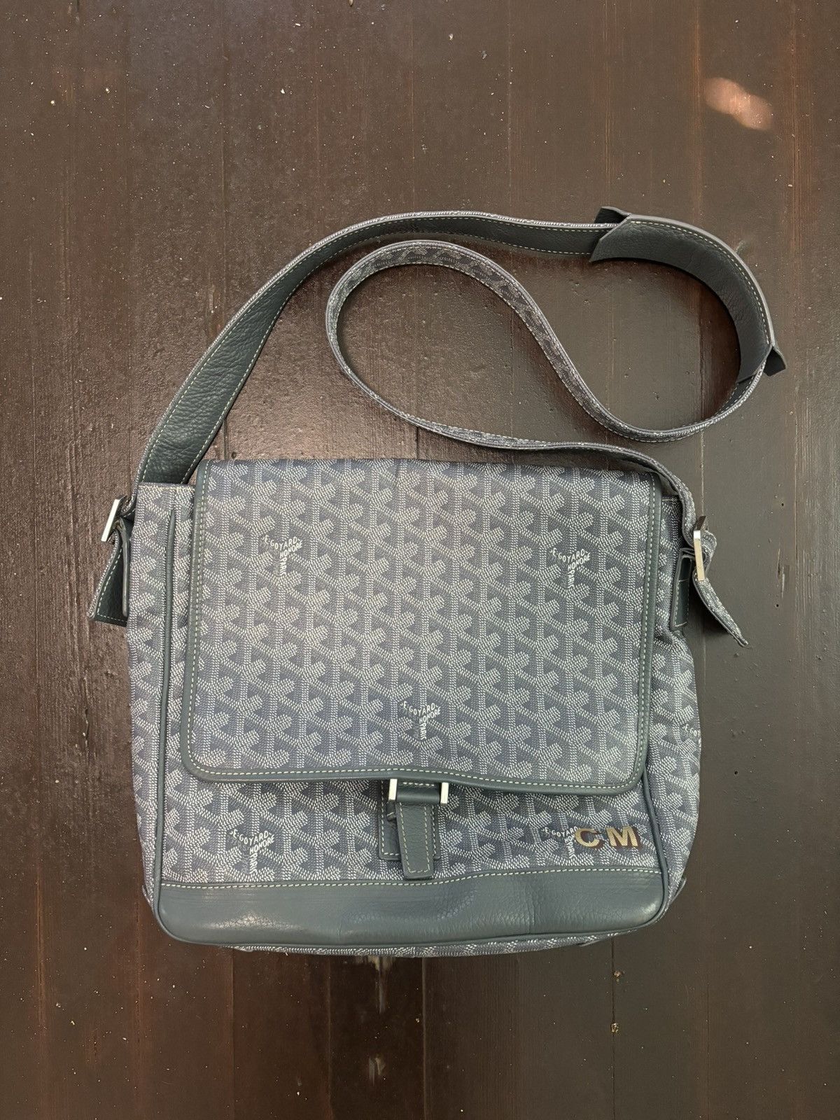 Goyard Grey Monogram Messenger Bag, Men's